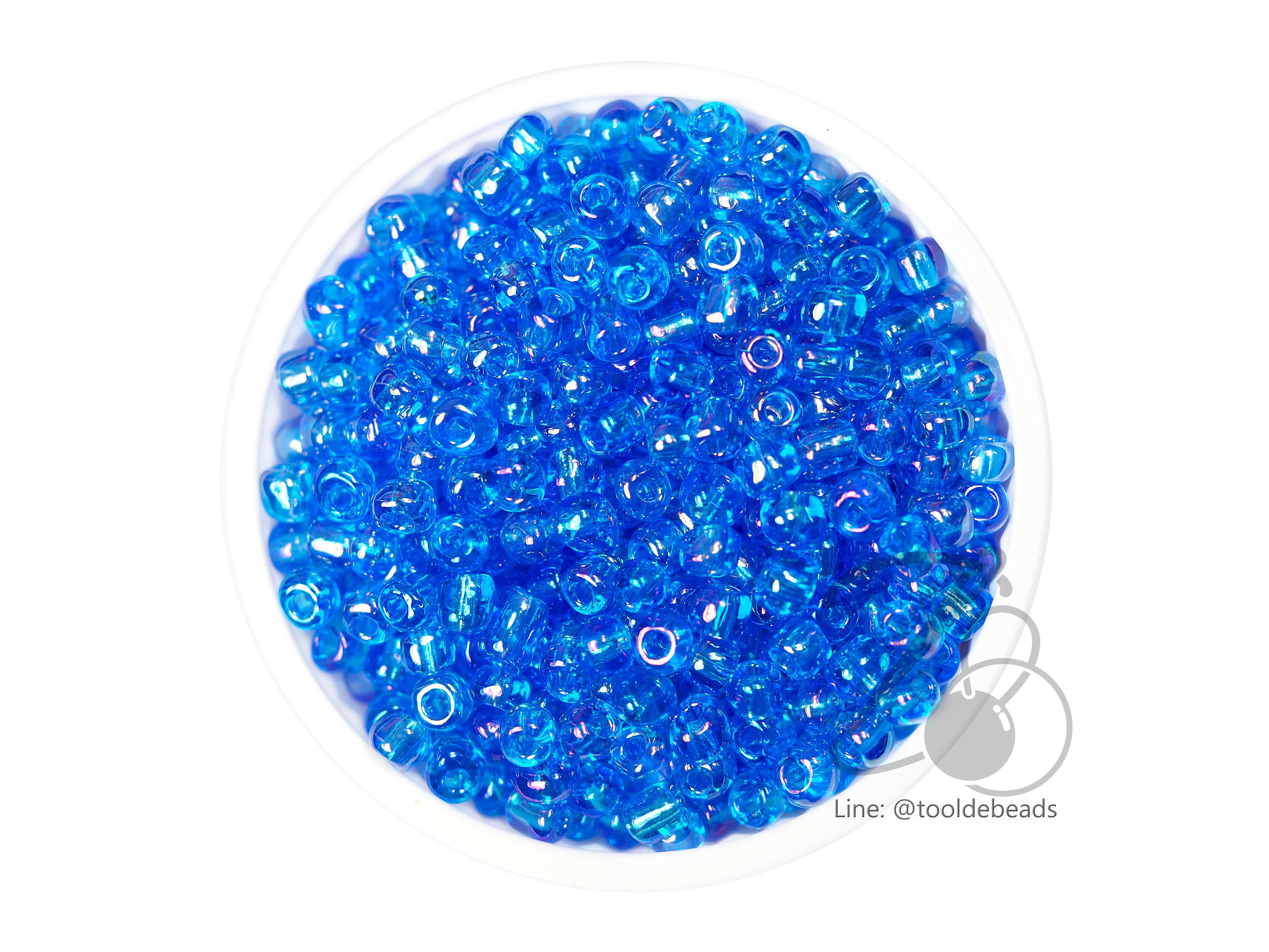 ลูกปัดเม็ดทราย 6/0 โทนรุ้ง สีฟ้าเข้ม (450 กรัม) SKU-03892