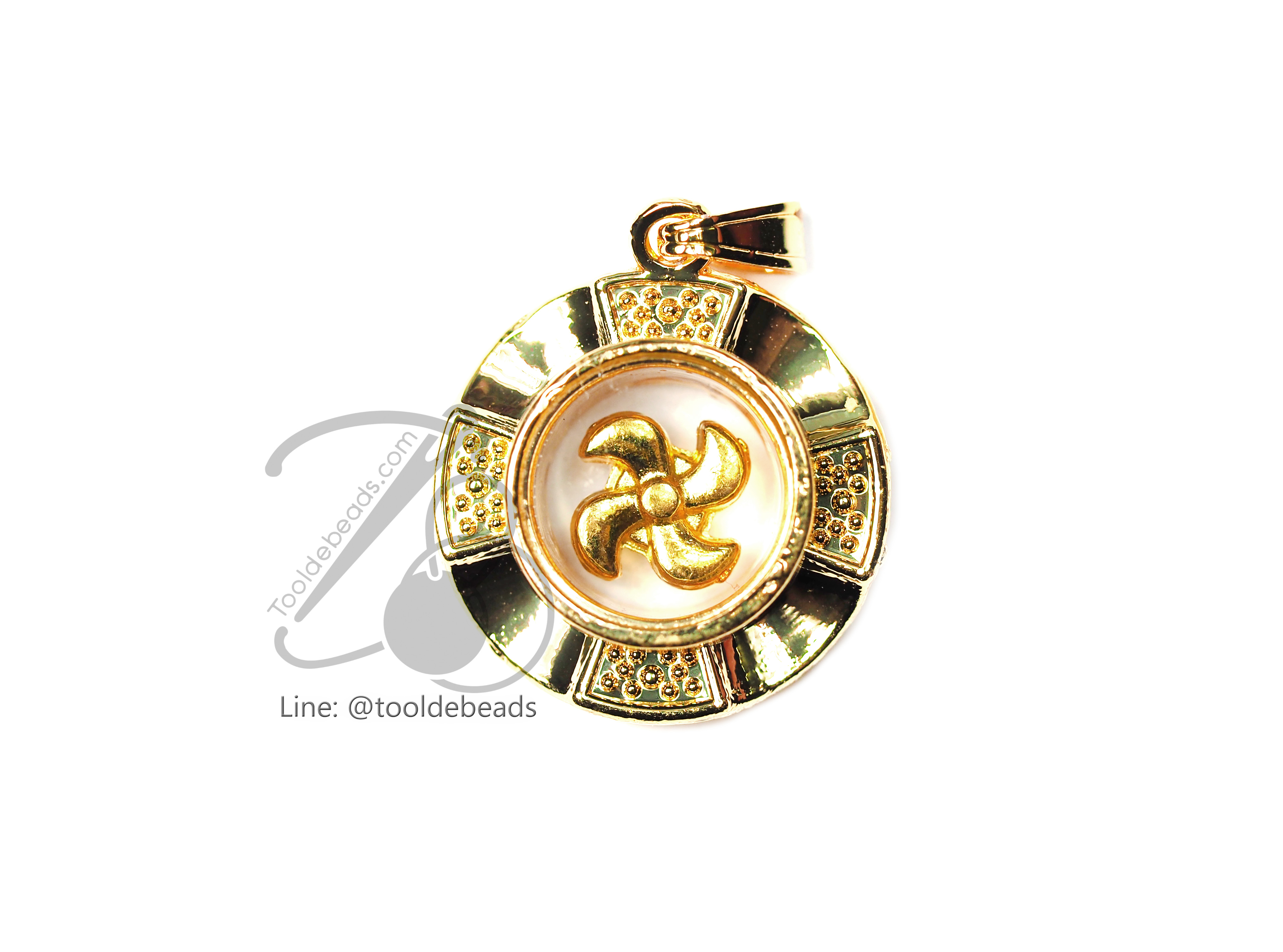 จี้เหล็ก 268 ลายกังหัน สีทอง (1 ชิ้น) SKU-00732