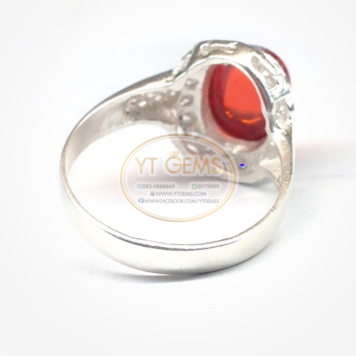 แหวนเงินแท้92.5% พลอยโกเมน(cz) ตกแต่งเพชรSwiss YTG-5640 YTGEMS