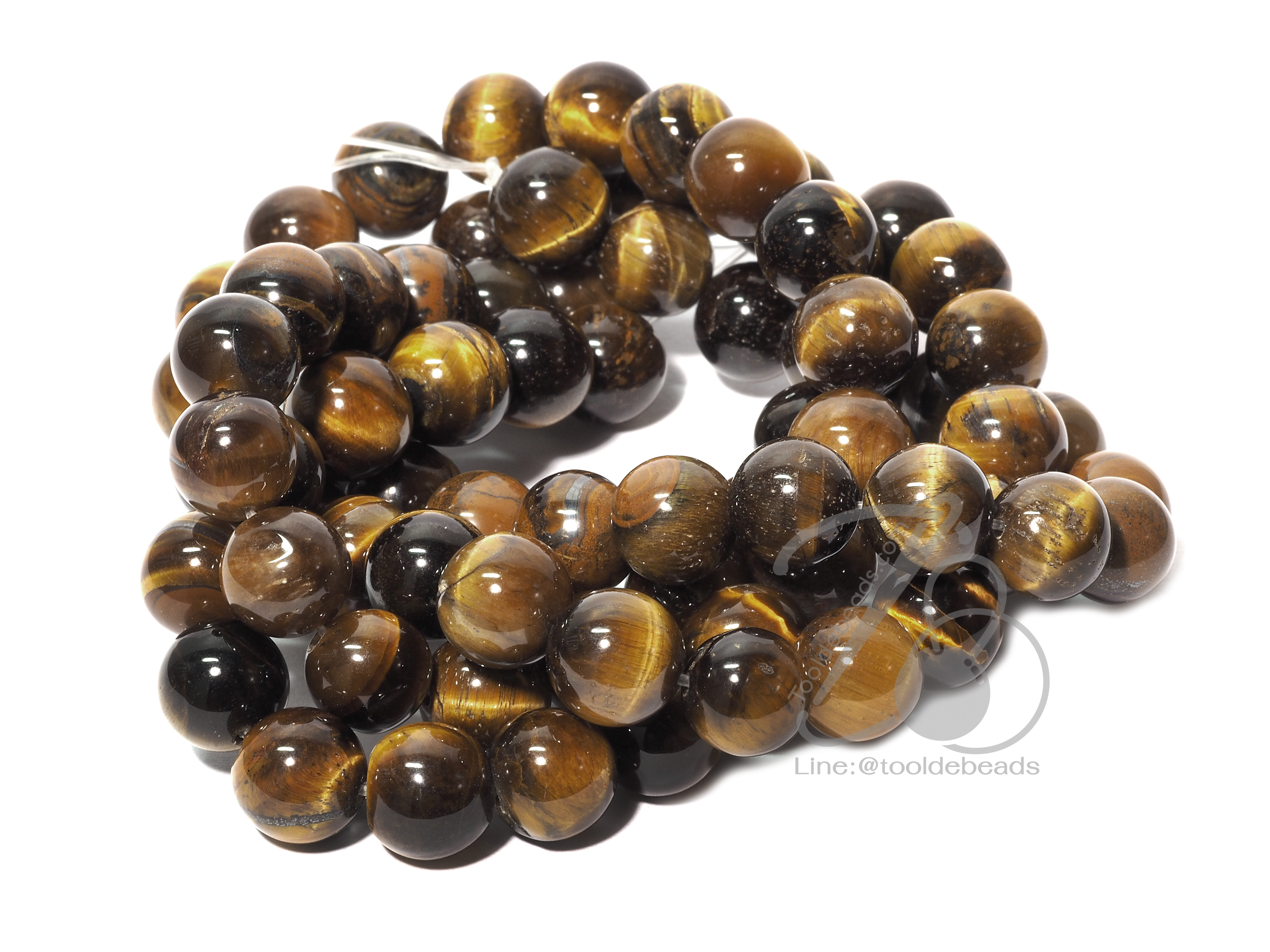 หิน Tiger's Eye 10มม. (39 เม็ด) SKU-01319