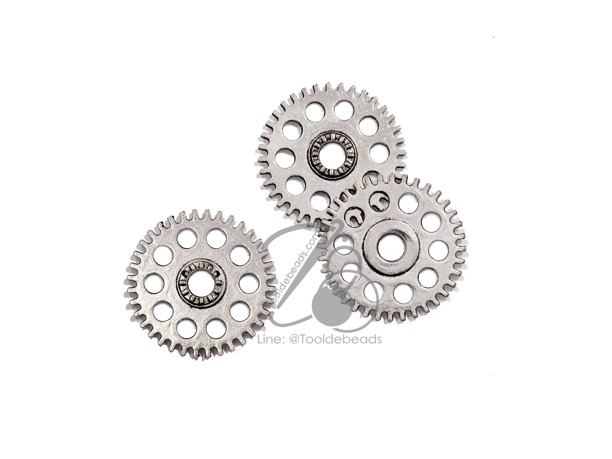 จี้เหล็ก 549 27มม. ลายเกียร์ สีเงิน (1 ชิ้น) SKU-09704