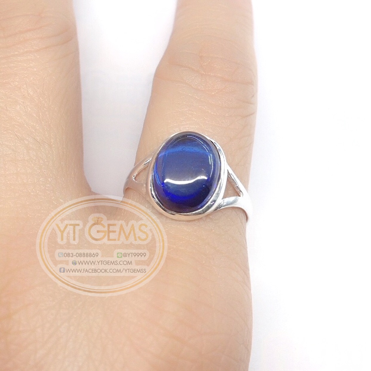 แหวนเงินแท้92.5% พลอยไพลิน(cz) YTG-5618 YTGEMS