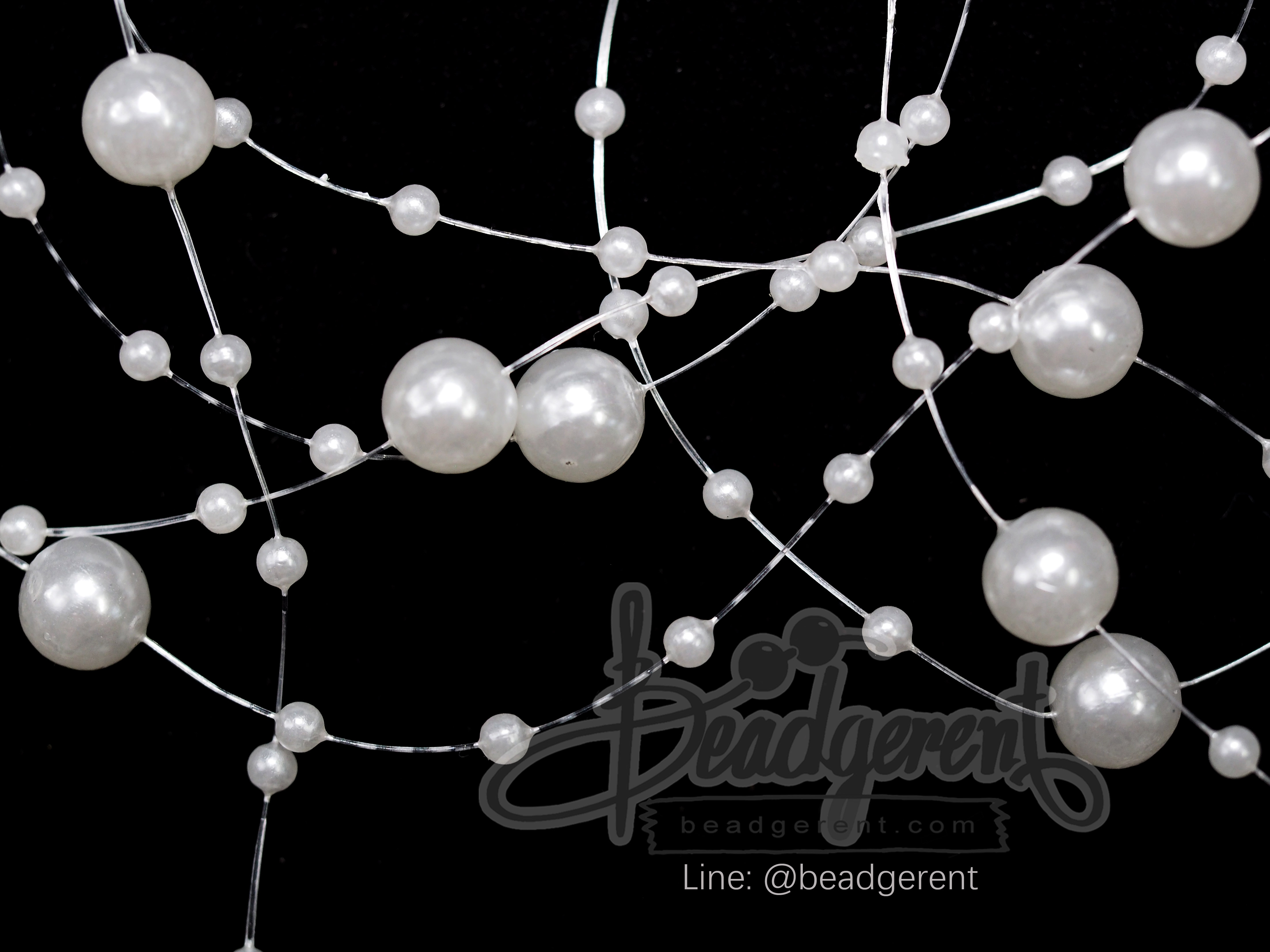 มุกเส้น 8มม. ลายมุกเจ้าสาว สีขาว (1 หลา) SKU-01842