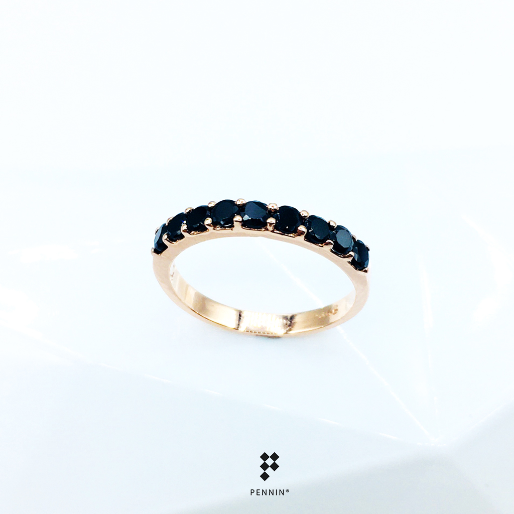 Black Pink Ring : แหวนนิลเรียงเก้าเม็ด เงินแท้ 925 ชุบพิ้งค์โกลด์ สวยหวานซ่อนเปรี้ยว ดึงดูดโชคลาภ