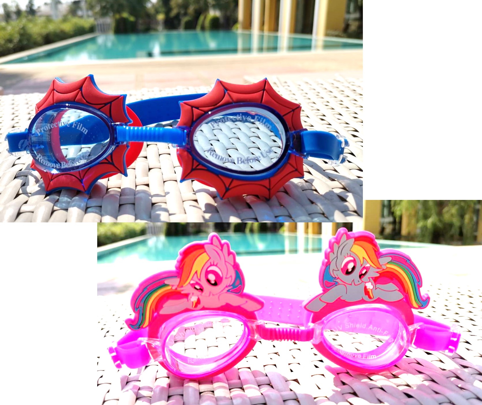 แว่นตาว่ายน้ำเด็กพร้อมส่ง ลวดลายแฟนซี สดใส หลายแบบ