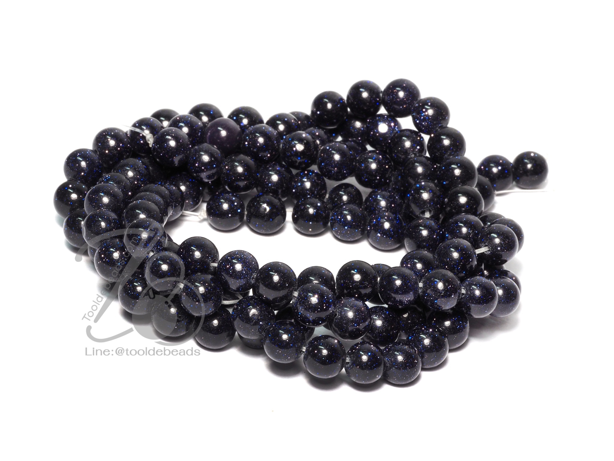 หิน ทรายเงิน (bluesand Stone) 6มม. (62 เม็ด) SKU-09344