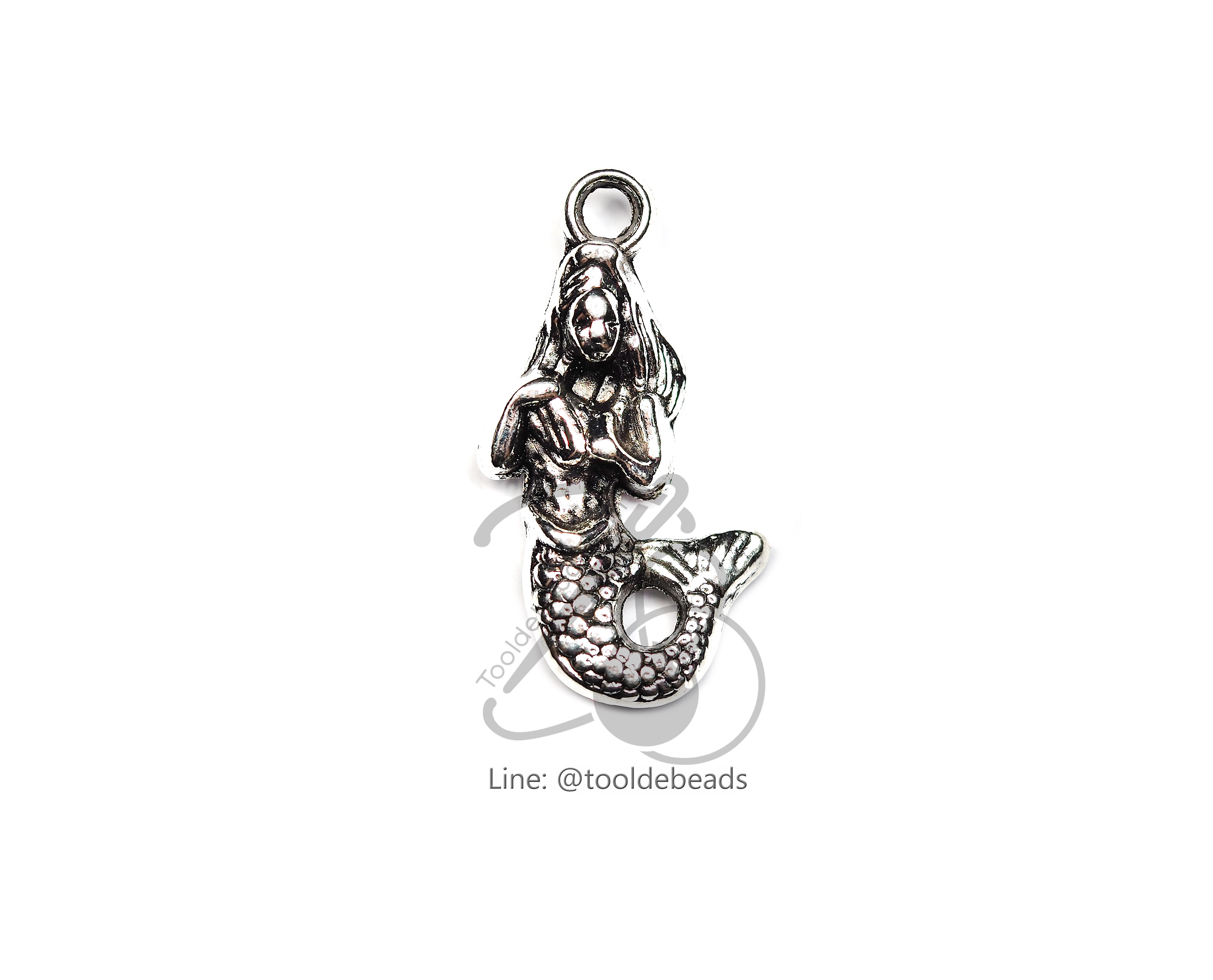 จี้เหล็ก 232 18*23มม. ลายนางเงือก สีเงิน (1 ชิ้น) SKU-00650