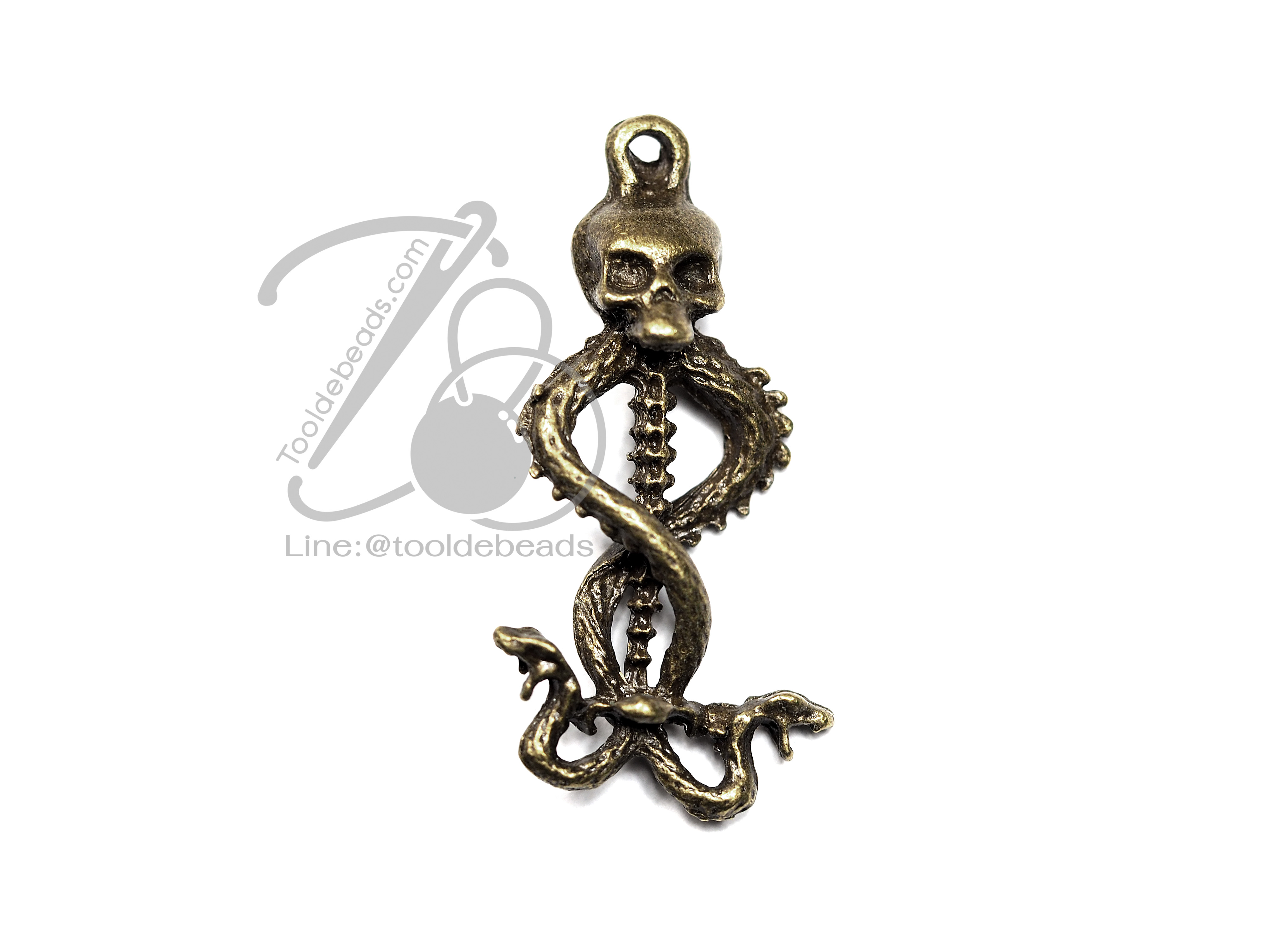 จี้เหล็ก 39 15*37มม. ลายกะโหลก สีสนิม (1 ชิ้น) SKU-00873