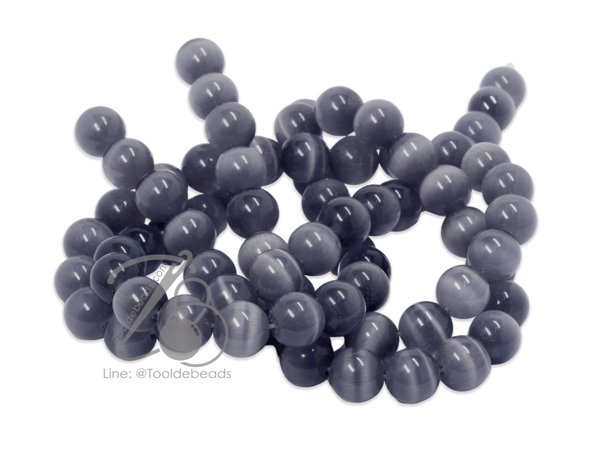 หิน Cat's Eyes 10มม. สีเทา(38 เม็ด) SKU-01018