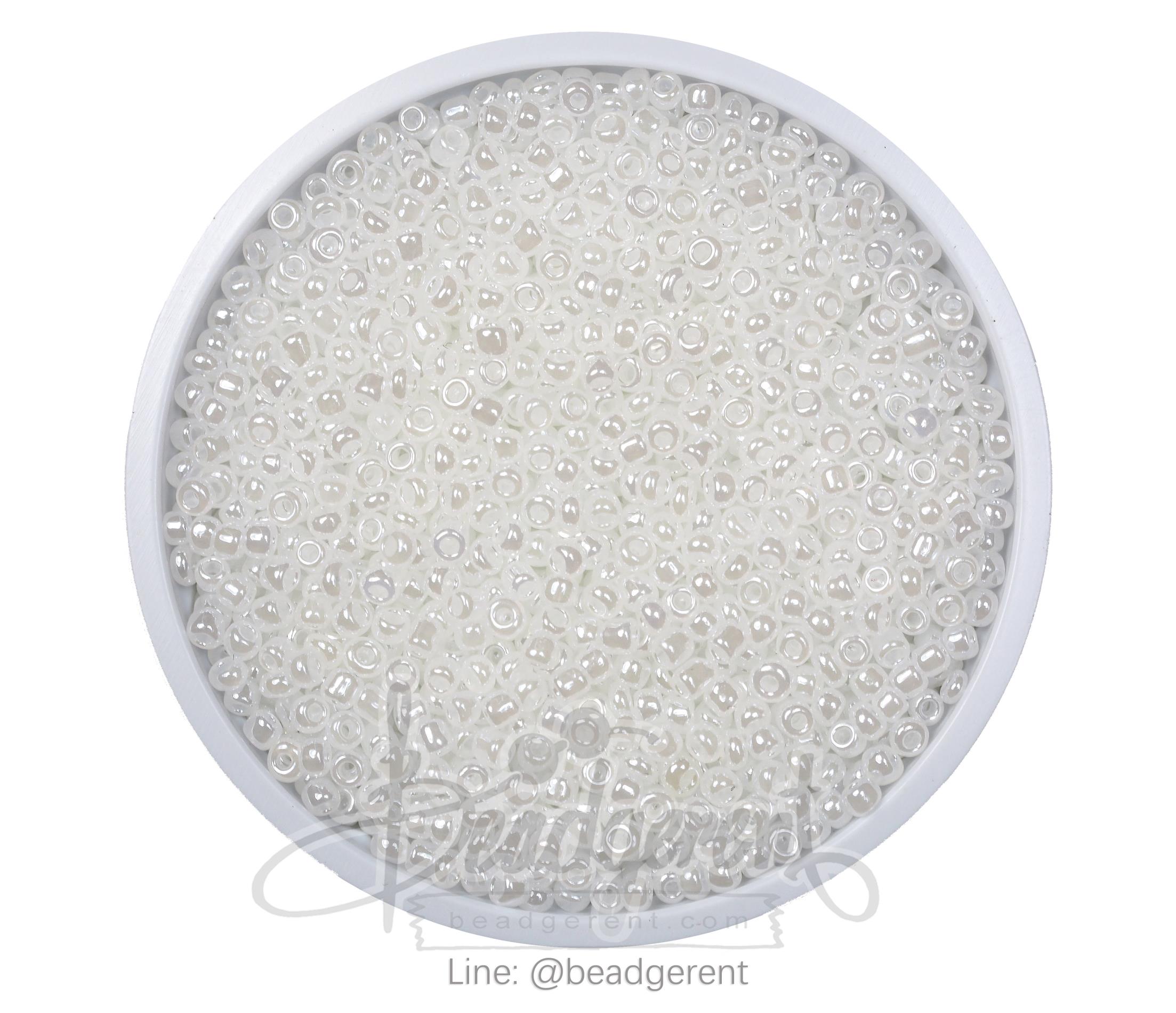 ลูกปัดเม็ดทราย 12/0 โทนมุก สีขาว (450 กรัม) SKU-04096