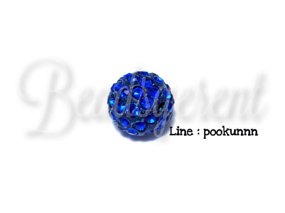 ลูกปัดฝังเพชร 12มม. สีน้ำเงิน (1 ชิ้น) SKU-01572