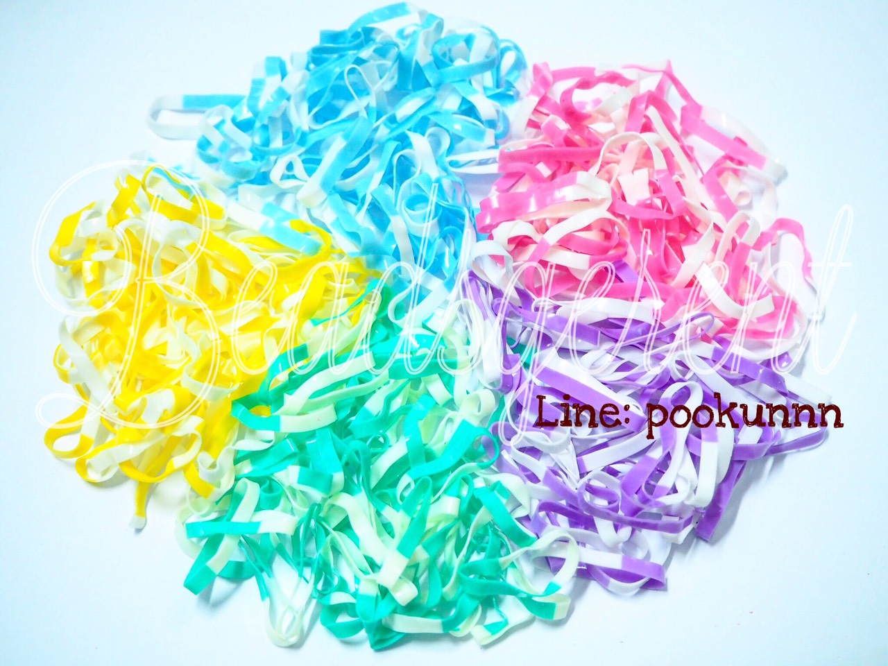 หนังยางรัดผม 3.5มม. สีผสม 19 เส้นใหญ่ (1 กิโลกรัม) SKU-05356
