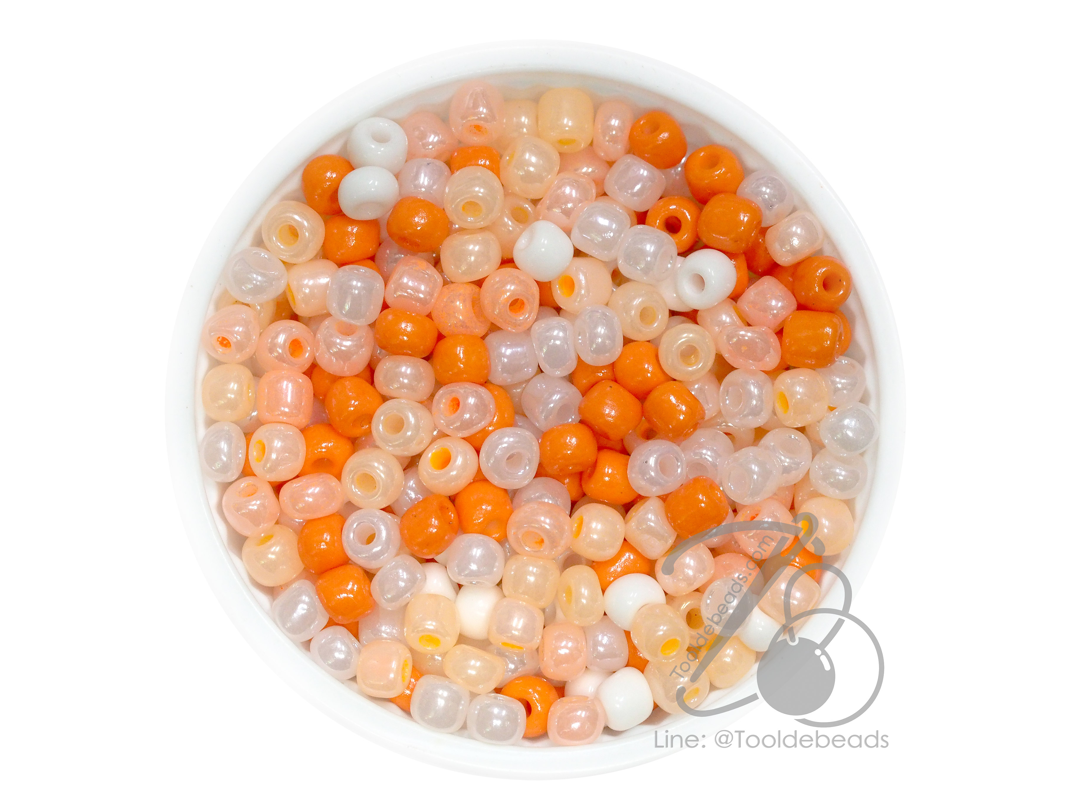 OK Brand ลูกปัดเม็ดทราย 6/0 โทนมุก สีส้มแครแบร์ (15 กรัม) SKU-16415