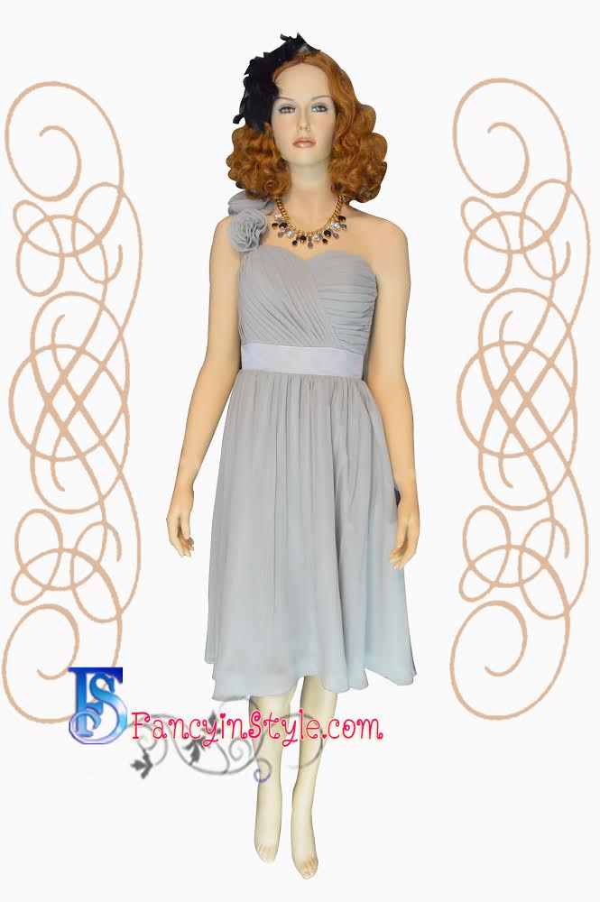 Short Dress ชุดราตรีสั้นสีเทา/ชุดเดรสสั้น/ชุดออกงาน/ชุดไปงานแต่ง