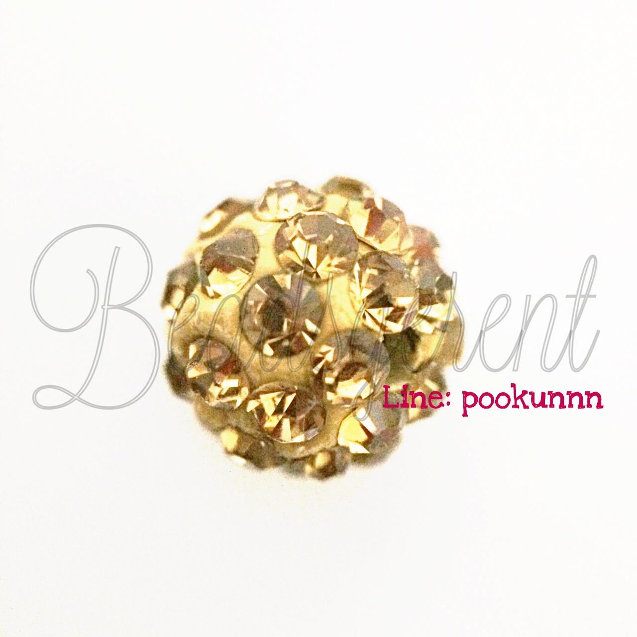 ลูกปัดฝังเพชร 10มม. สีน้ำตาลอ่อน (1 ชิ้น) SKU-01539