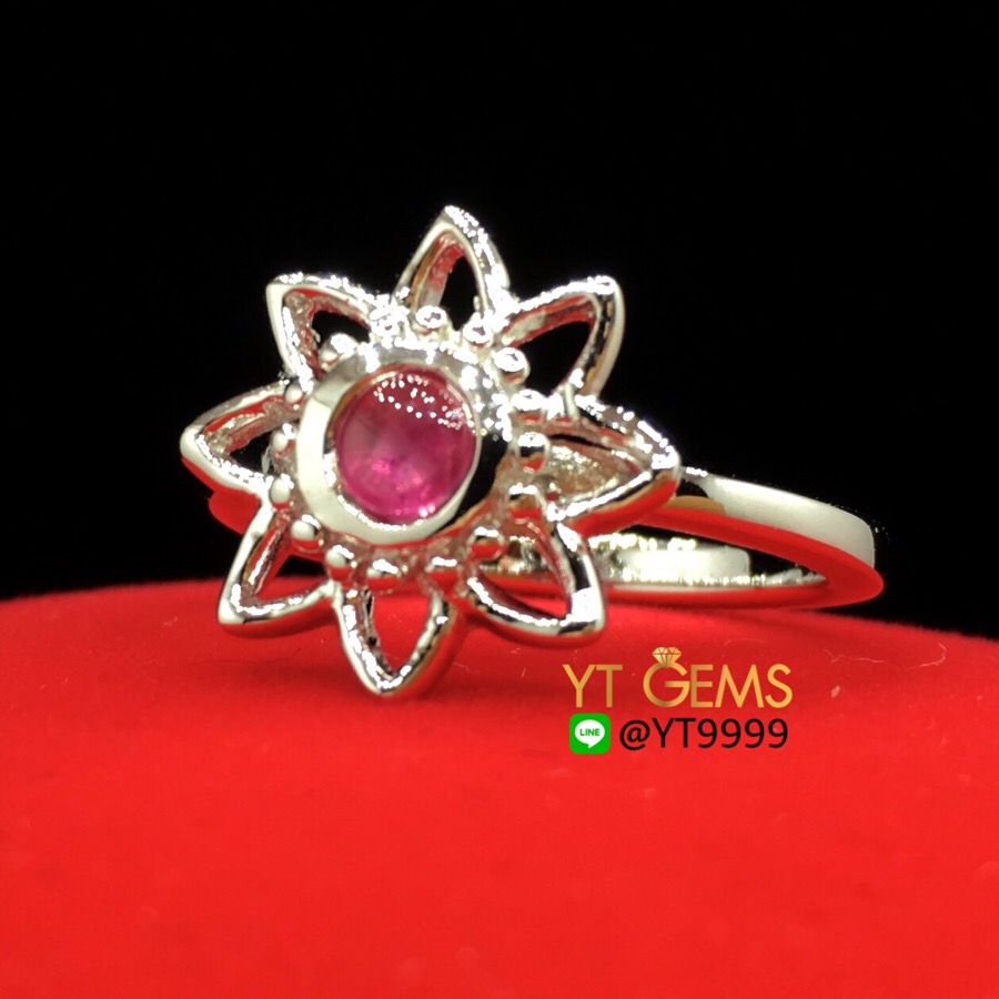 แหวนทับทิม แหวนเงินแท้92.5% ชุบทองคำขาว ประดับพลอยทับทิมแท้ YTG-7645 YTGEMS
