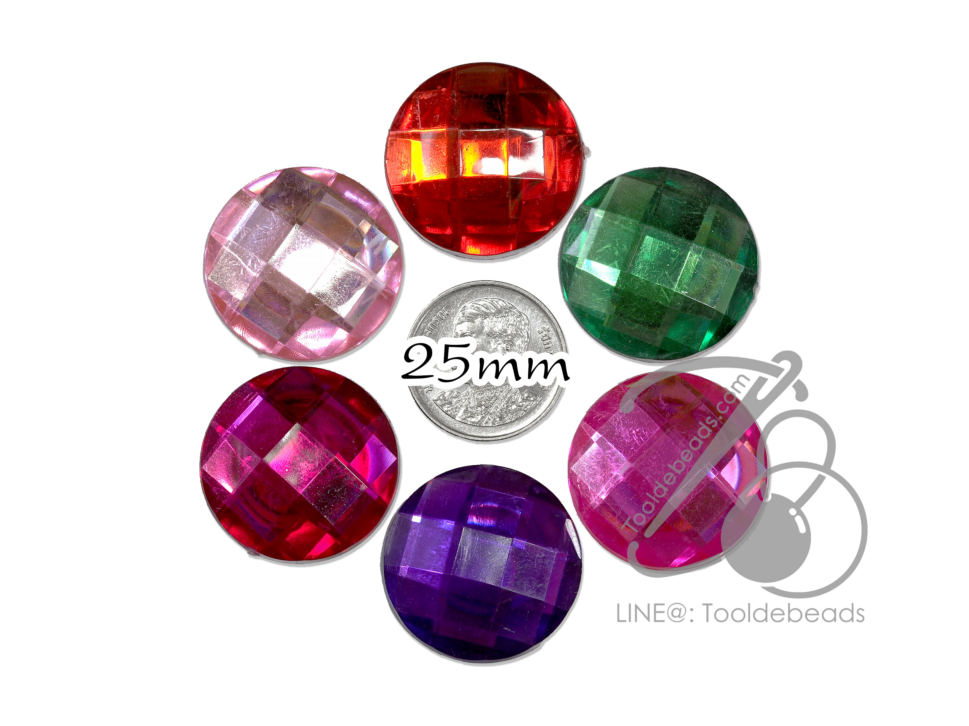 เพชรครึ่งซีก 25มม. ทรงกลม (10 ชิ้น) SKU-14082