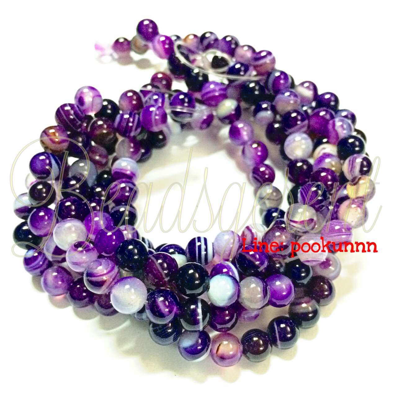 หิน Purple Agate 6มม. (60 เม็ด) SKU-01259