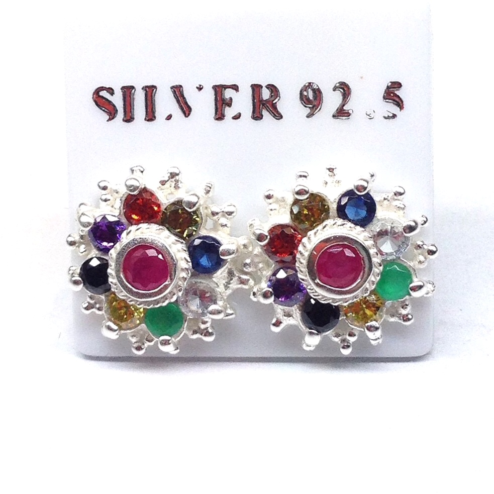ต่างหูเงินแท้92.5% พลอยหลากสี(CZ) YTG-3740 YTGEMS