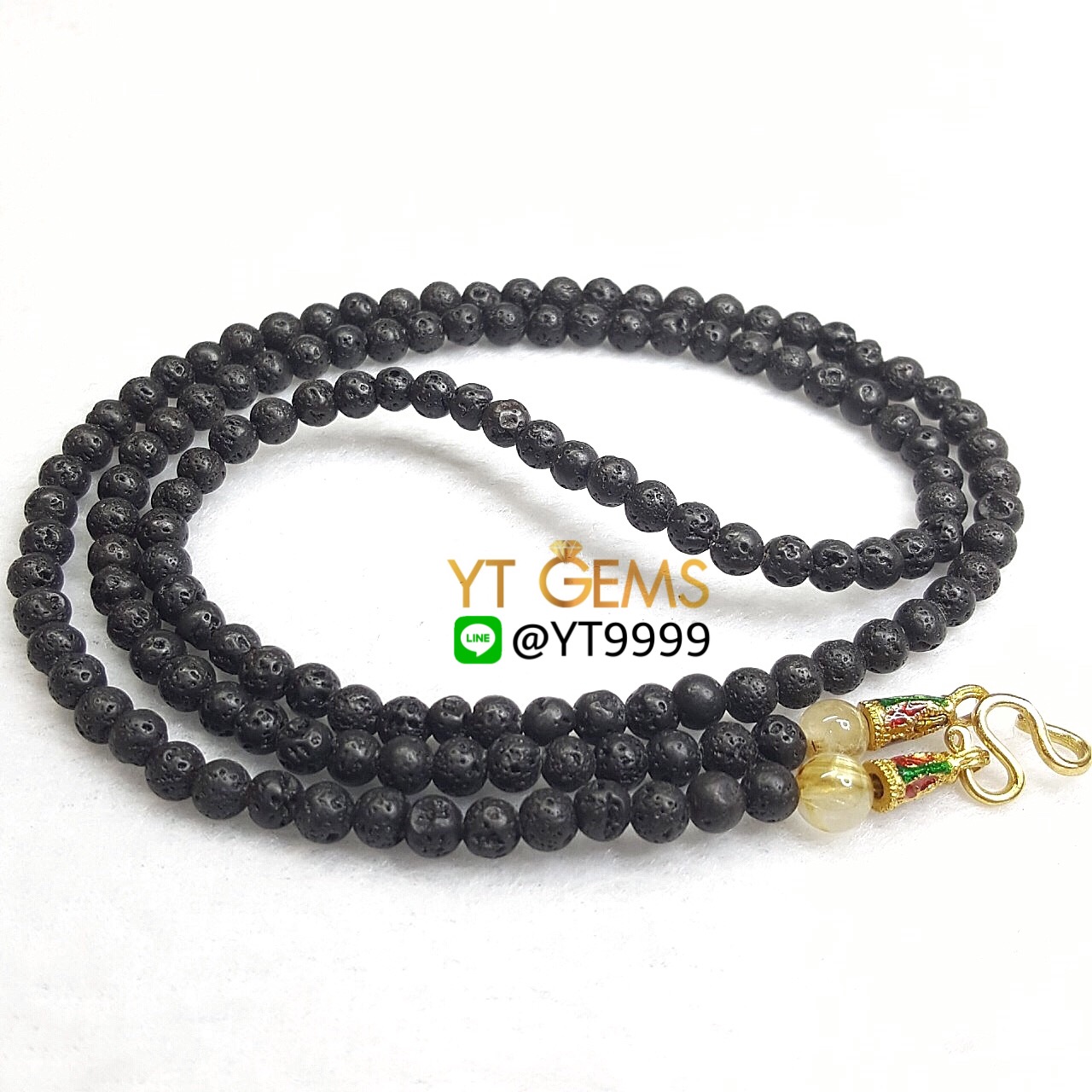 สร้อยคอหินมงคล หินลาวาแท้ ยาว 62 เซนติเมตร ขนาด 4.5 มิลลิเมตร YTG-7177 YTGEMS