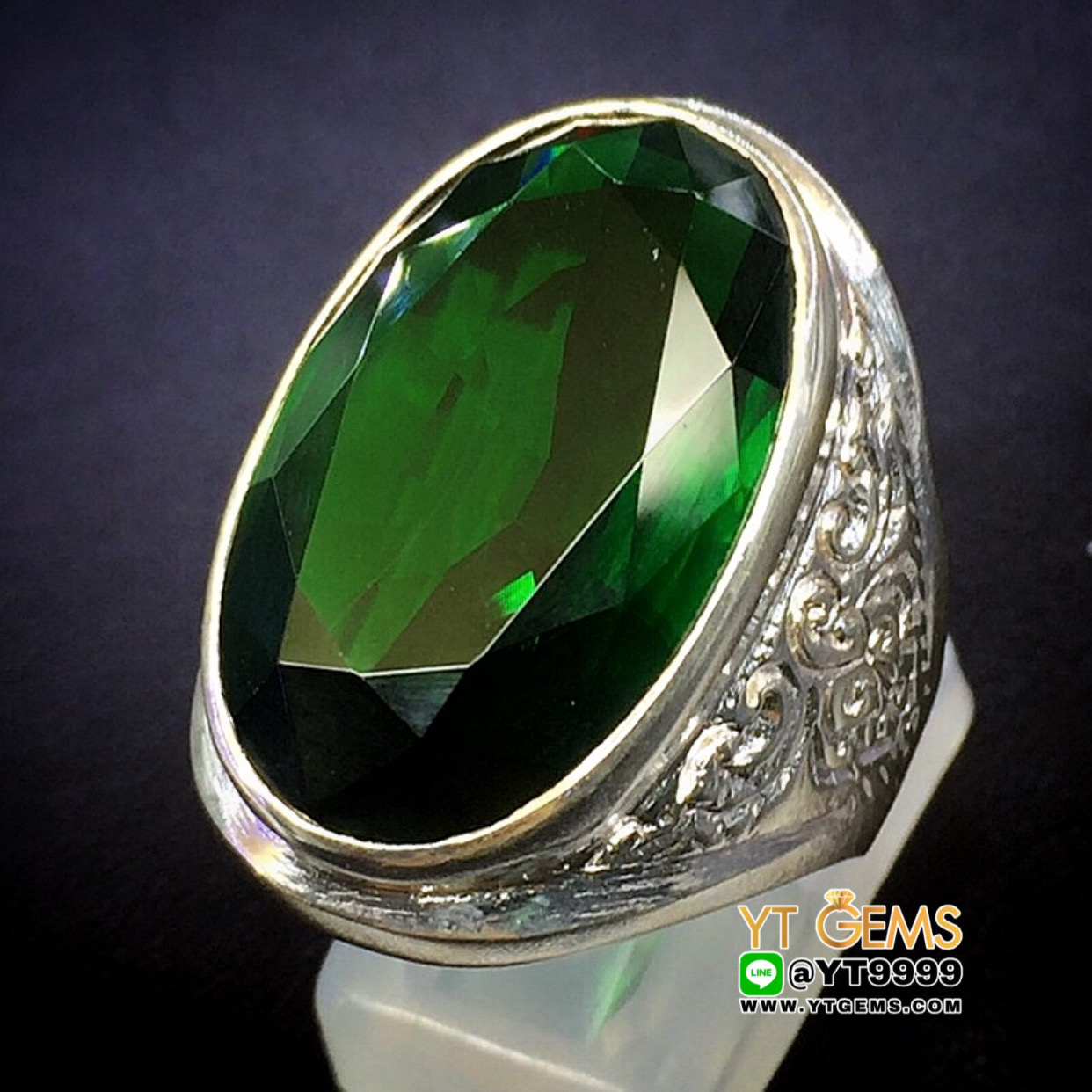 แหวนมรกต แหวนเงินแท้ 92.5% ประดับ พลอยมรกต (cz) YTG-9965 YTGEMS