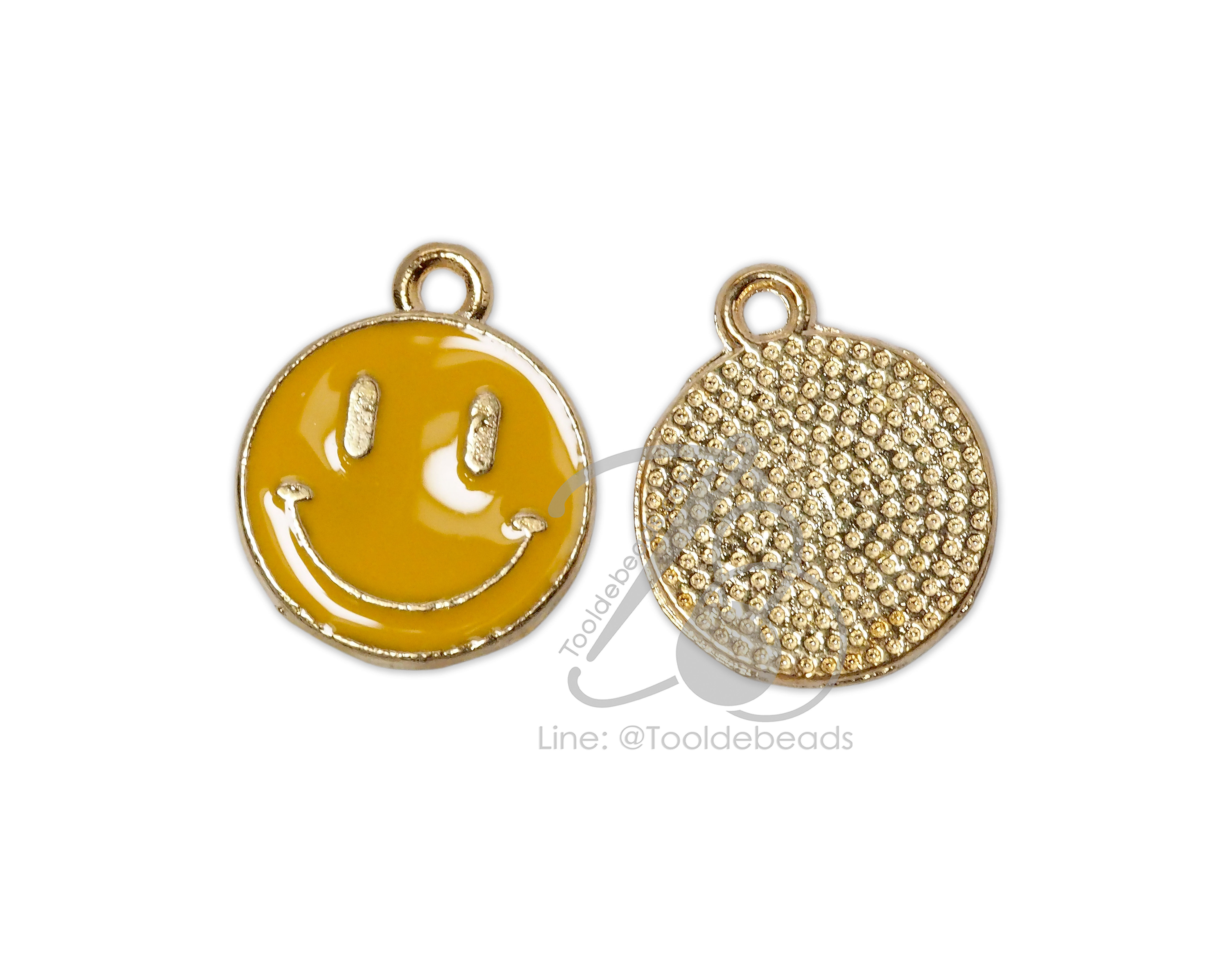 จี้หลากสี 12มม. ลายหน้ายิ้ม สีเหลือง (1 ชิ้น) SKU-17600