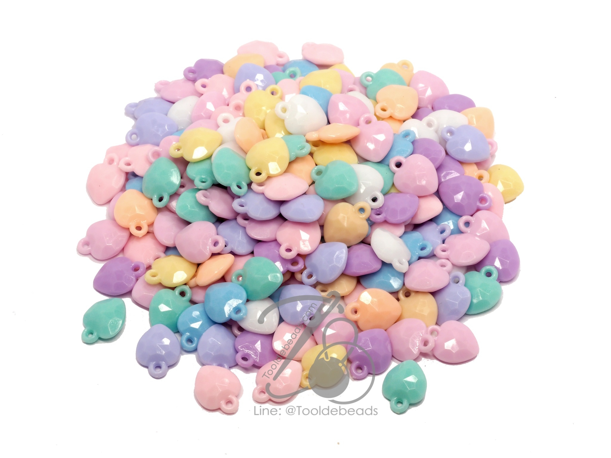 จี้พาสเทล 13มม. ลายหัวใจเจีย (10 กรัม) SKU-09814