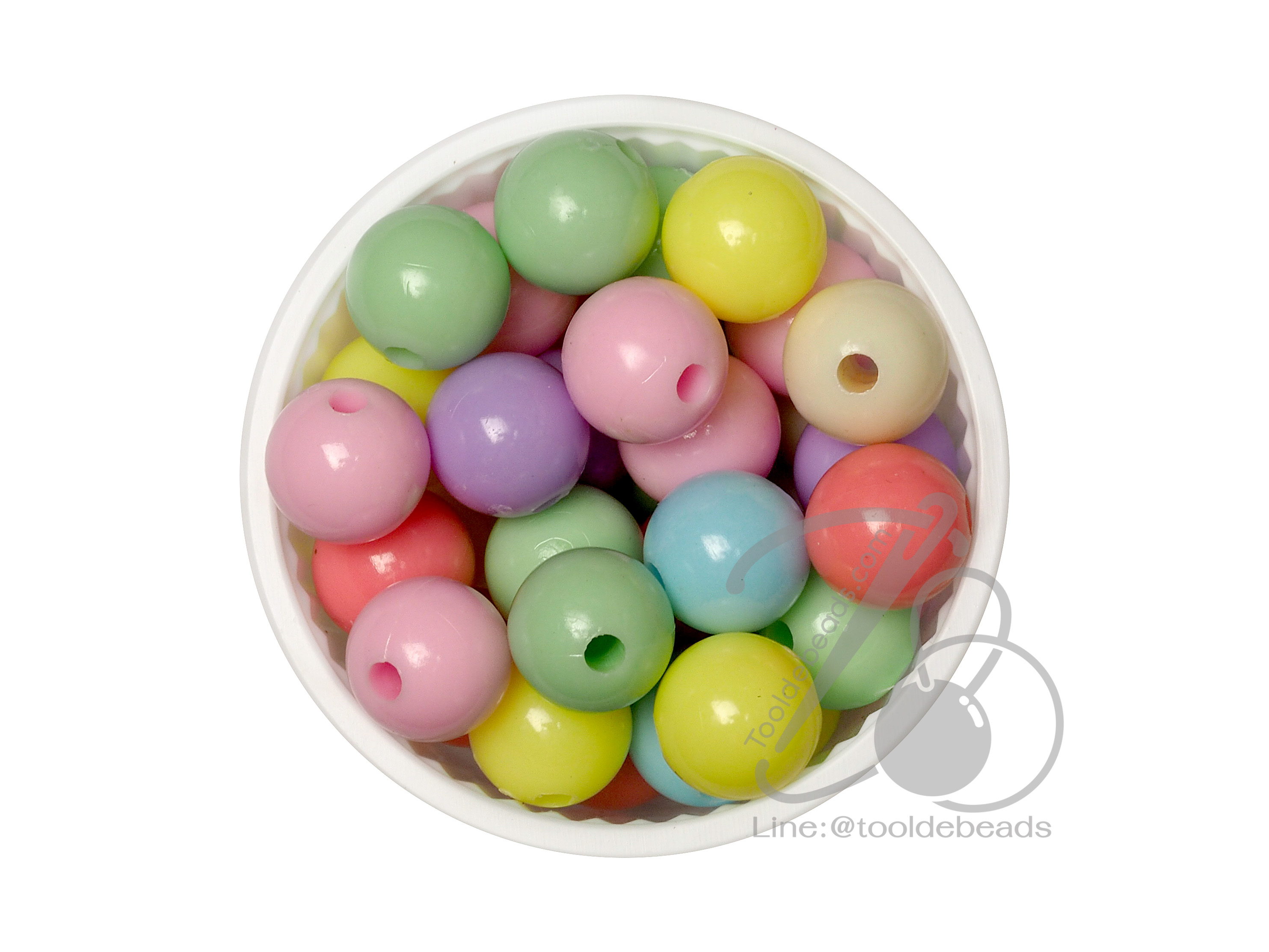 ลูกปัดอะคริลิค 12มม. ทรงกลม สีหวาน (100 กรัม) SKU-06687