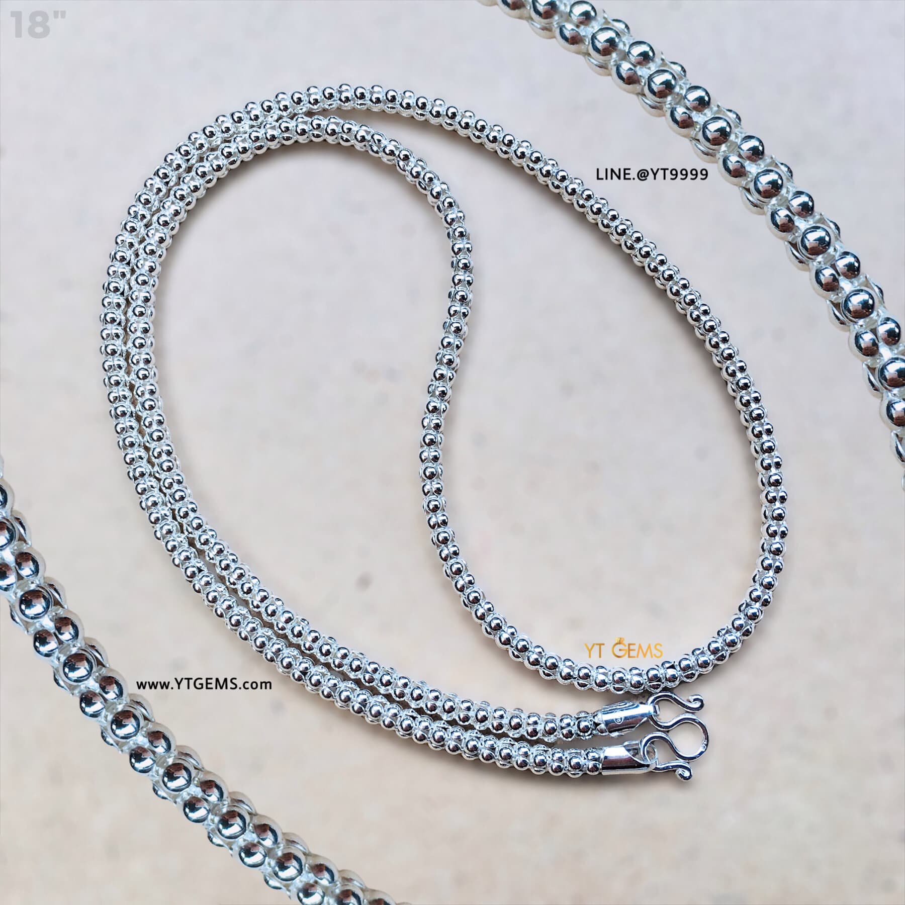 สร้อยคอเงินแท้ ลายเกล็ดมังกร หนา 4 มม. 18 นิ้ว YTG-9418 YTGEMS whole