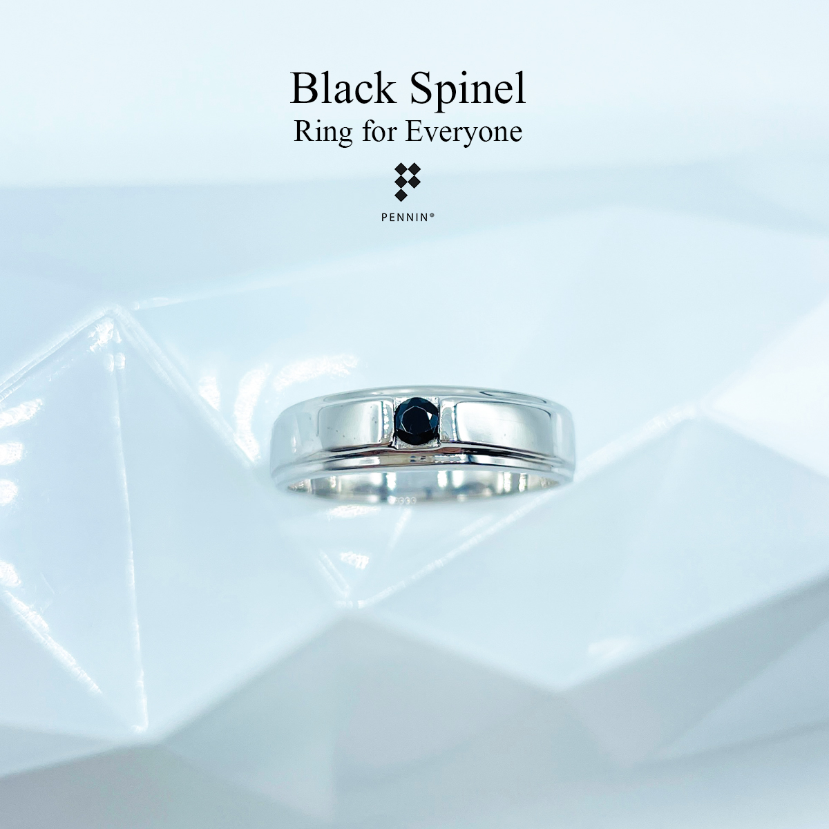 แหวนนิล (Black Spinel Ring) นิลดำแท้เม็ดเดี่ยว 3mm เงินแท้ชุบทองขาว ทรงปลอกมีด เรียบ เท่ ดึงดูดโชคลาภ ปกป้องคุ้มครอง