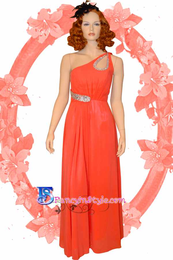 Long Dress ชุดราตรียาวสีส้ม/ชุดเดรสยาว/ชุดออกงาน/ชุดไปงานแต่ง