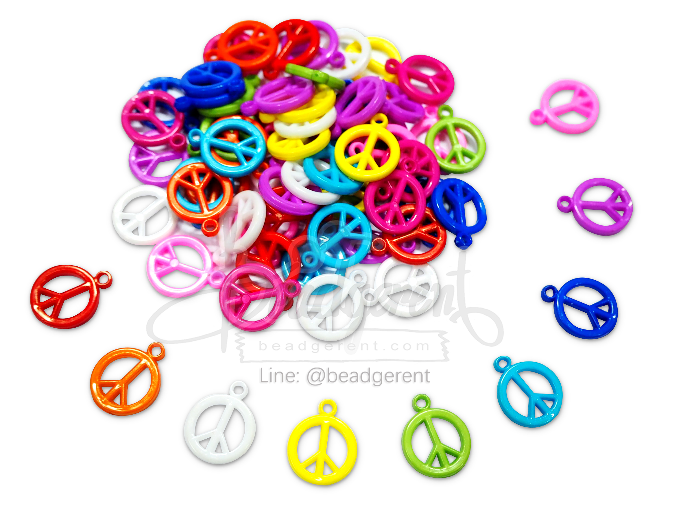 จี้อะคริลิค 16มม. ลายพีช สีสด (15 กรัม) SKU-04970