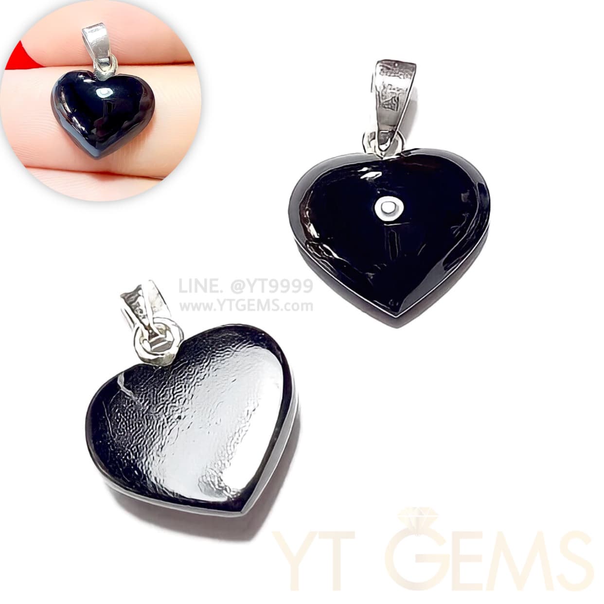 จี้หัวใจ จี้นิล จี้เงินแท้ พลอยนิลแท้ YTG-11728 YTGEMS