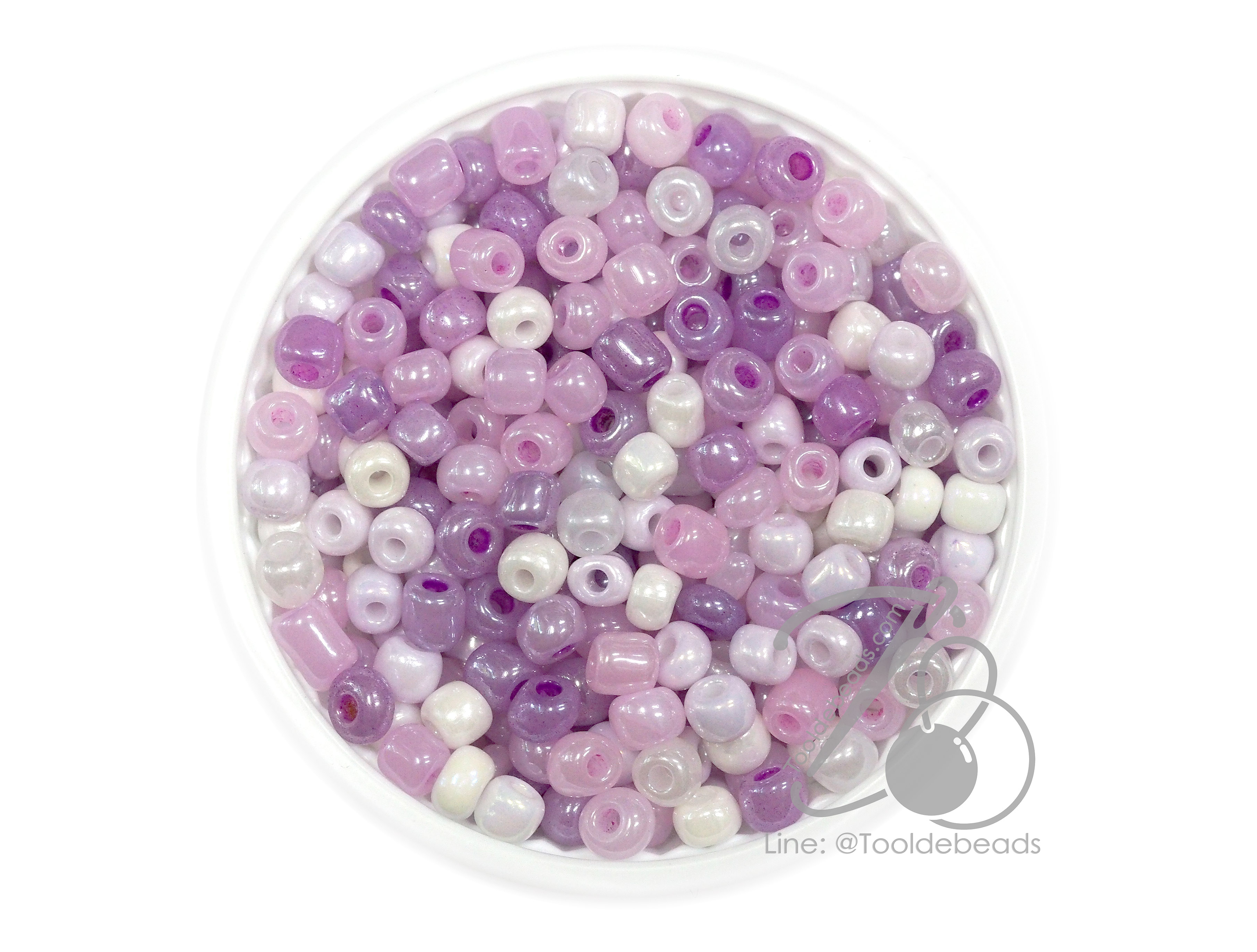 OK Brand ลูกปัดเม็ดทราย 6/0 โทนมุก สีม่วงแคนดี้ (100 กรัม) SKU-14723