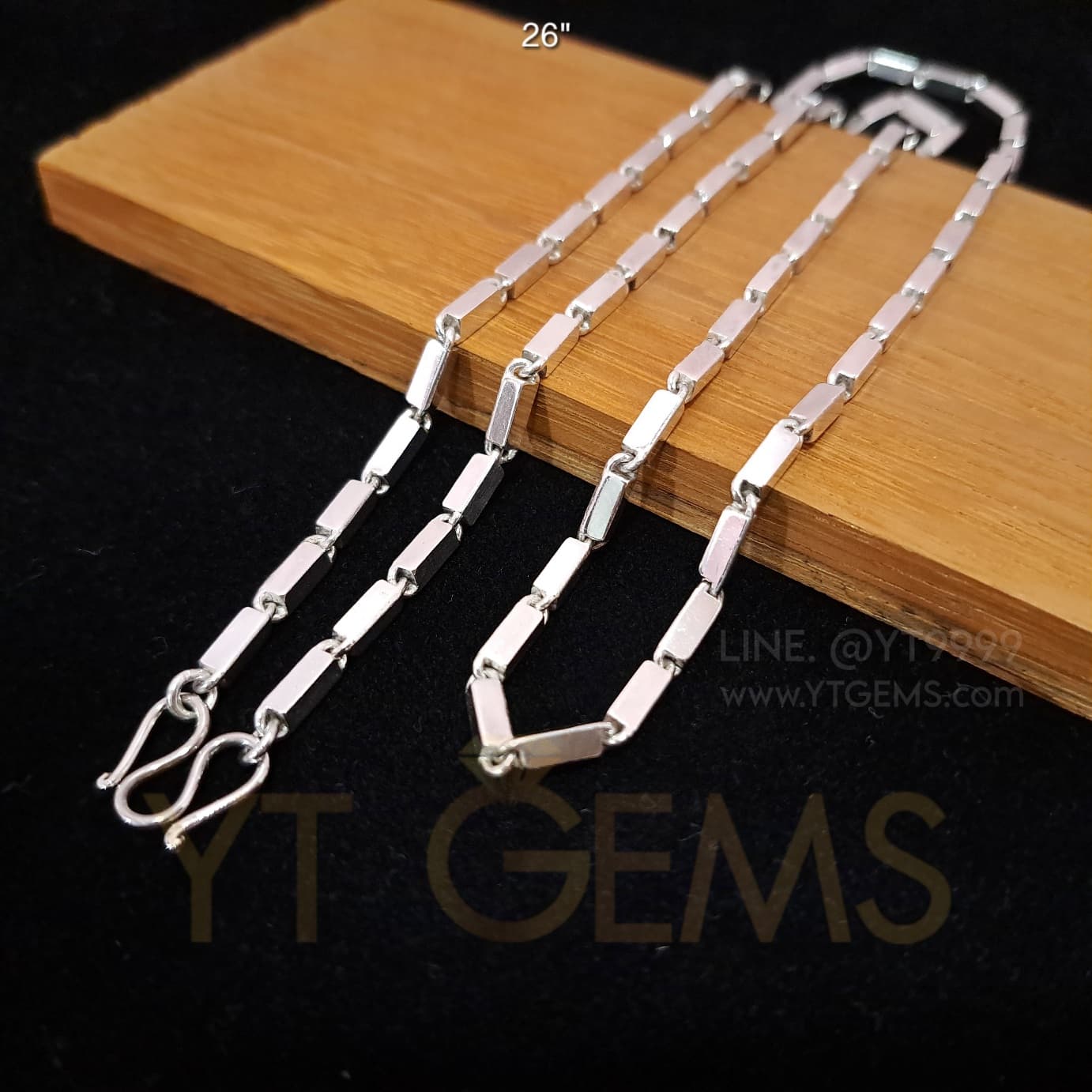 สร้อยคอ เงินแท้ ลายปล้อง เหลี่ยม (ตัน) 3 มม. 26 นิ้ว YTG-11909 YTGEMS whole