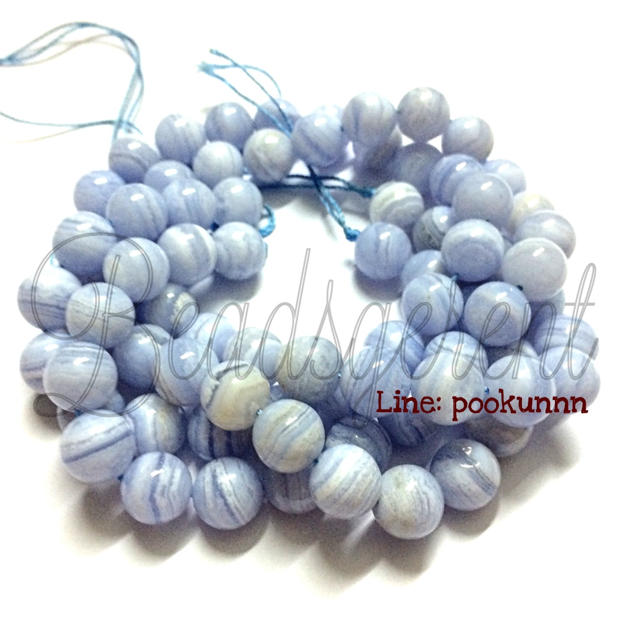 หิน Blue Lace Agate 10มม. (38 เม็ด) SKU-00984