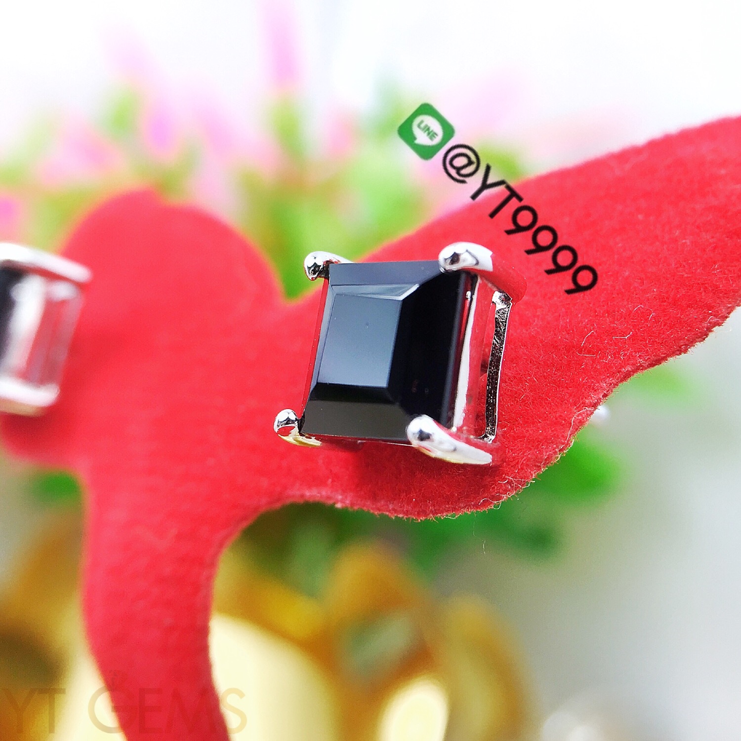 ต่างหูนิล ต่างหูเงินแท้92.5% ชุบทองคำขาว พลอยนิลแท้ YTG-3214 YTGEMS