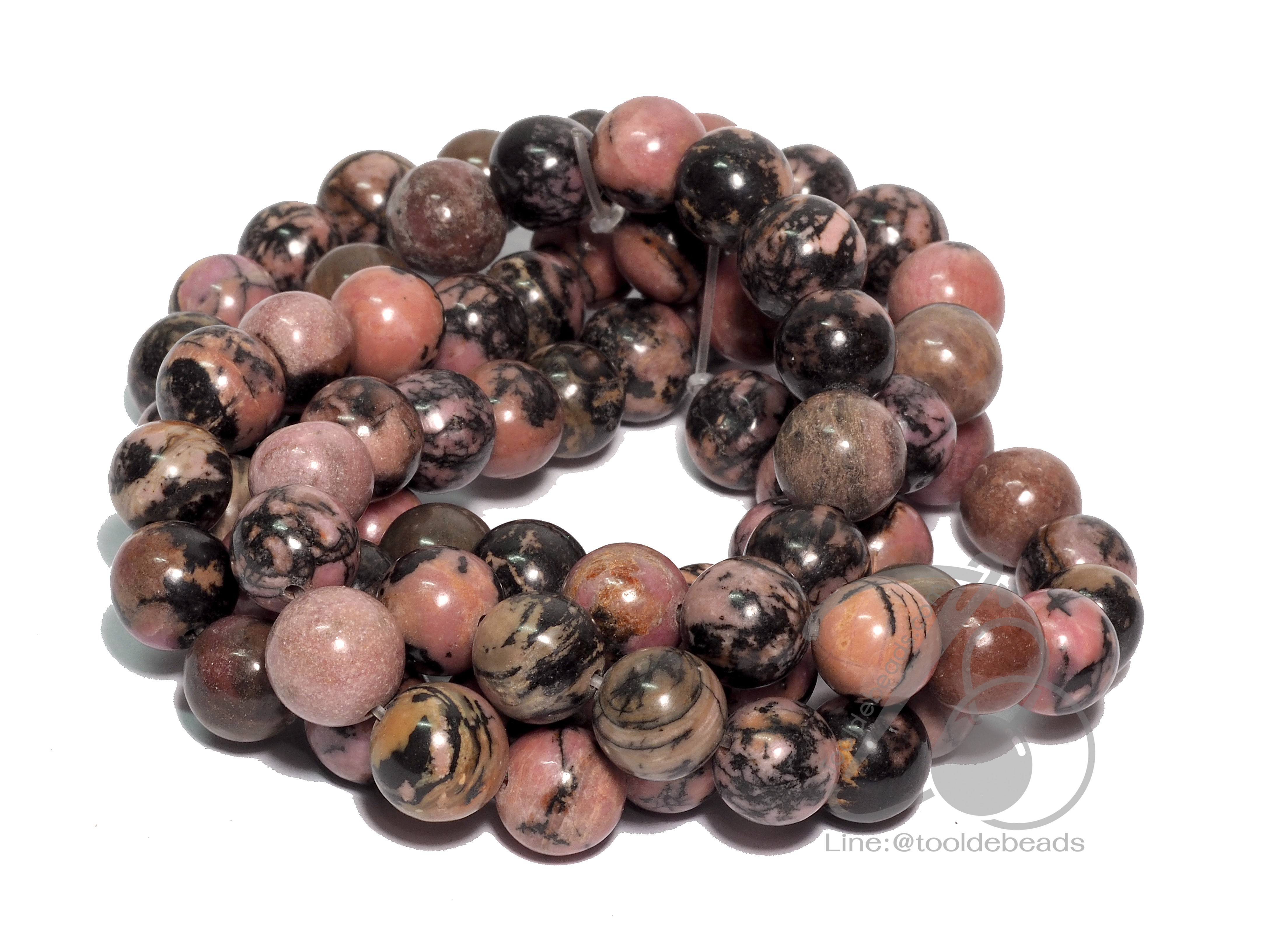 หิน Rhodonite 10มม. (38 เม็ด) SKU-01267