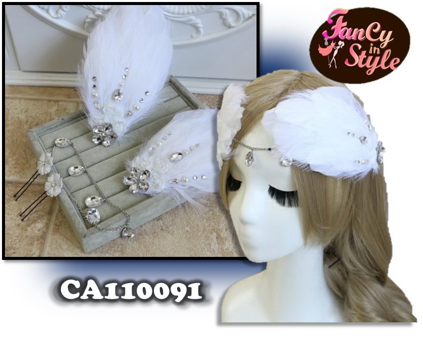 COSTUME ACCESSORIES/Headpiece/Gatsby Headpiece/กิ๊บขนนกประดับคริสตัลสไตล์แกสบี้