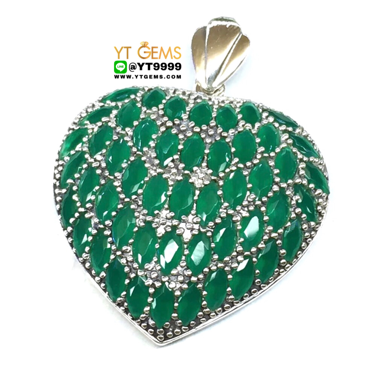 จี้หัวใจ จี้มรกต จี้เงินแท้ 92.5% ประดับ พลอยมรกต (cz) YTG-9213 YTGEMS