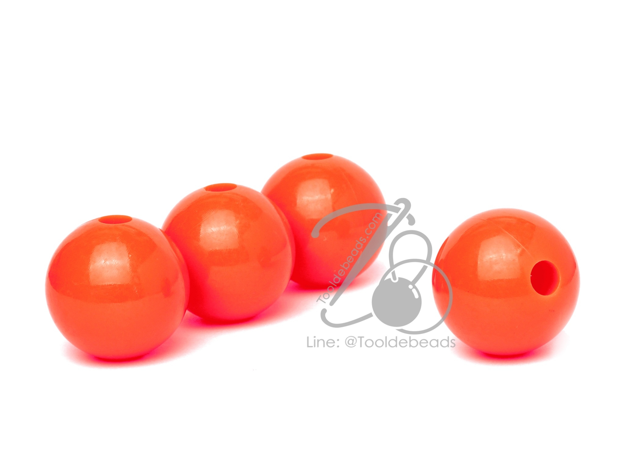 ลูกปัดลูกชิ้น 25มม. สีสด (50 ชิ้น) SKU-09186