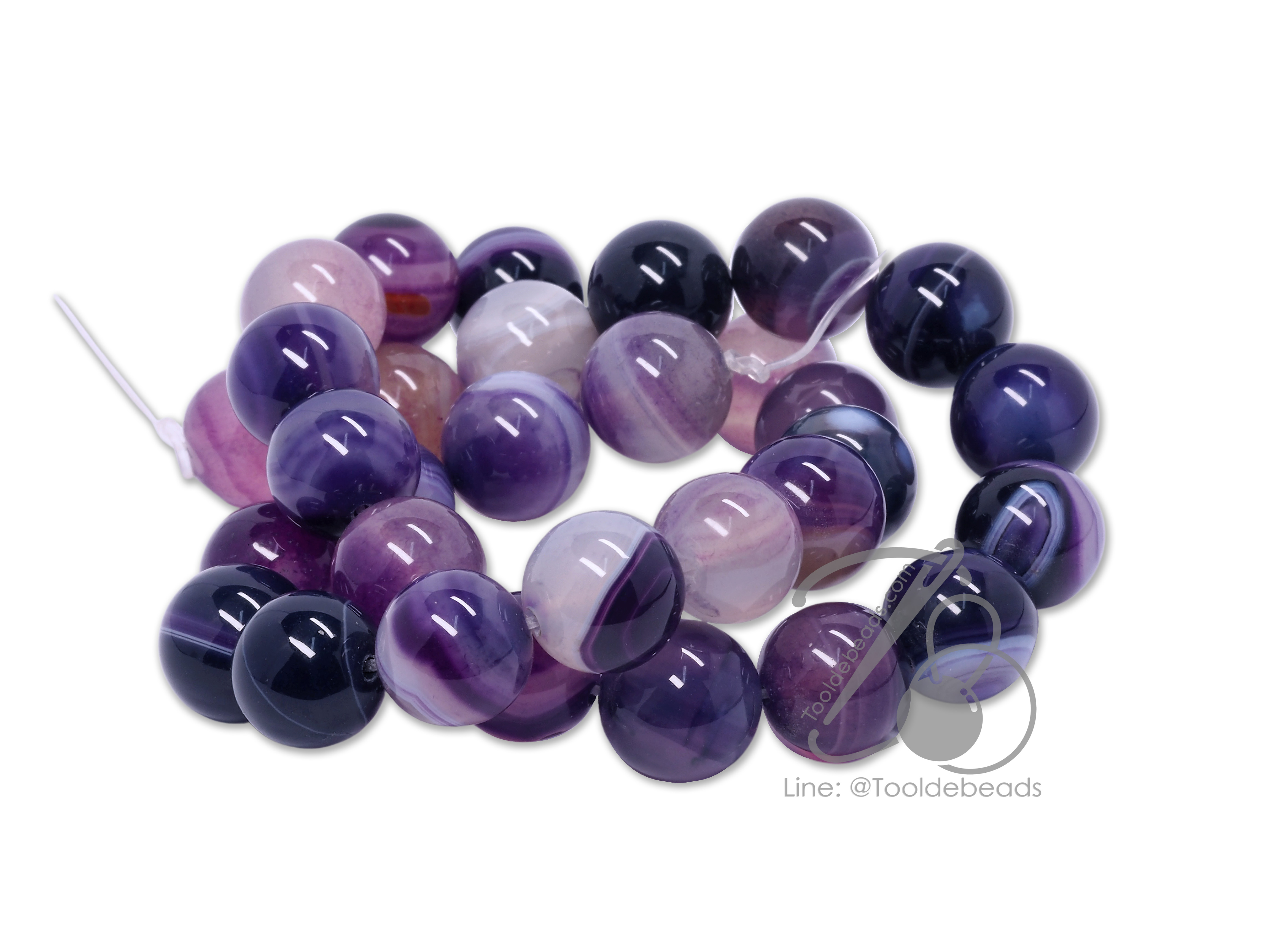 หิน purple agate 12มม. (32 เม็ด) SKU-01258