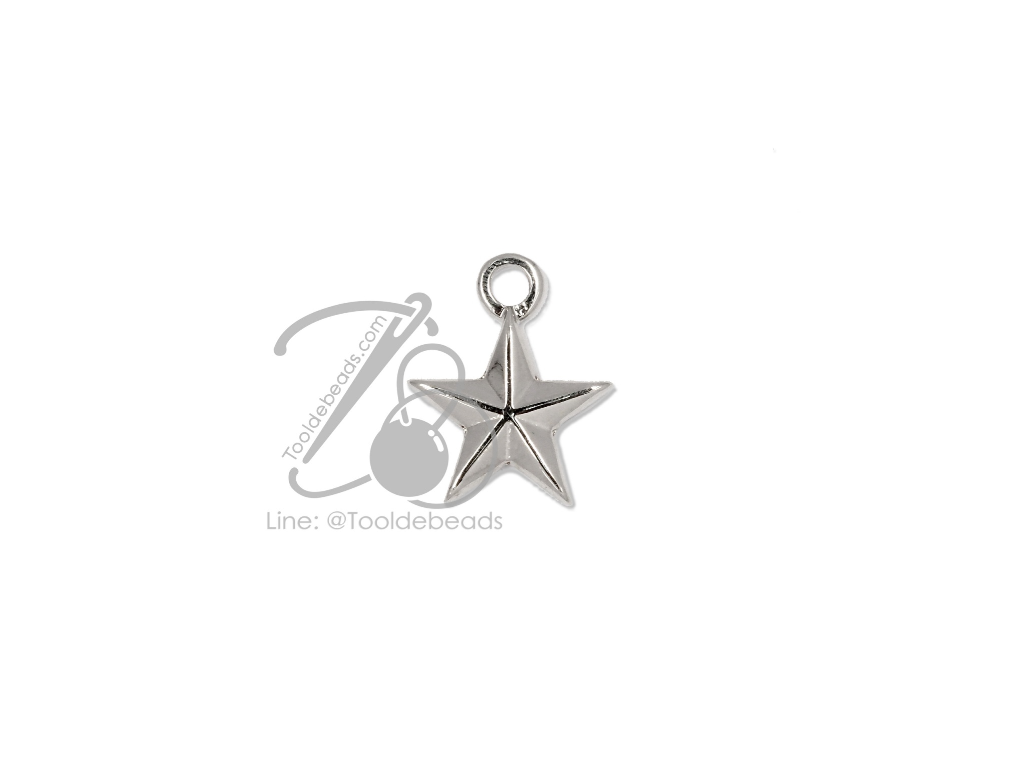จี้เหล็ก 547 29มม. ลายดาว สีเงิน (1 ชิ้น) SKU-09702