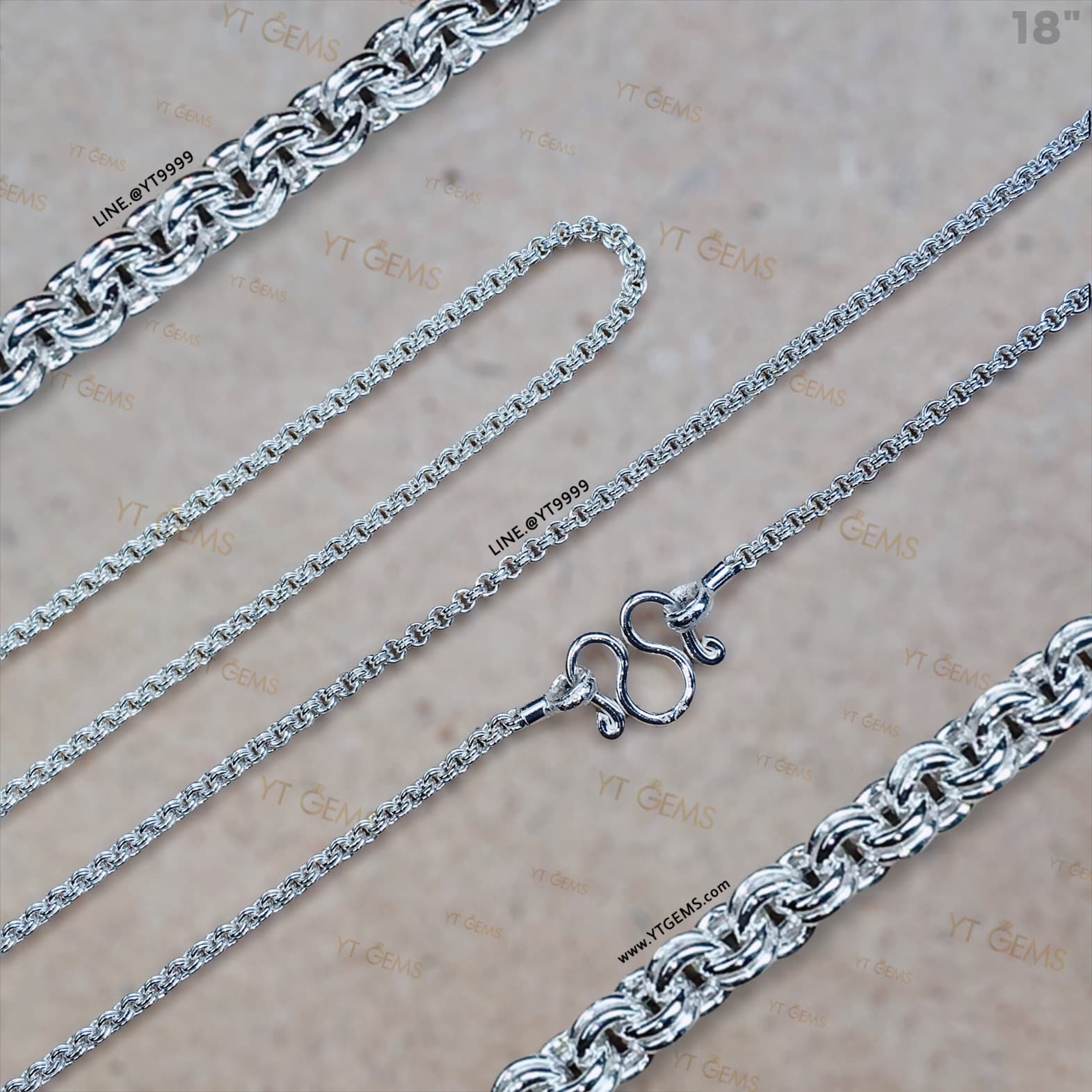 สร้อยคอเงินแท้ ลายห่วงคู่ 2 มม. 18 นิ้ว YTG-9428 YTGEMS whole
