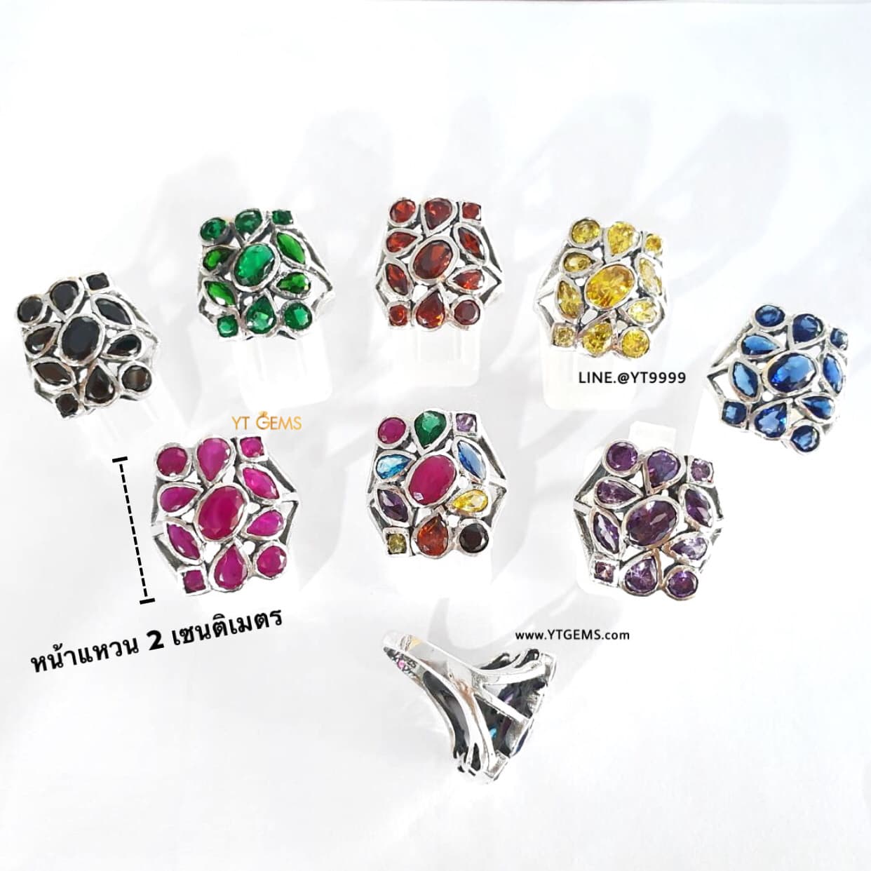 แหวนทับทิม แหวนเงินแท้ รมดำ พลอยทับทิมชาตั้ม YTG-11306 YTGEMS