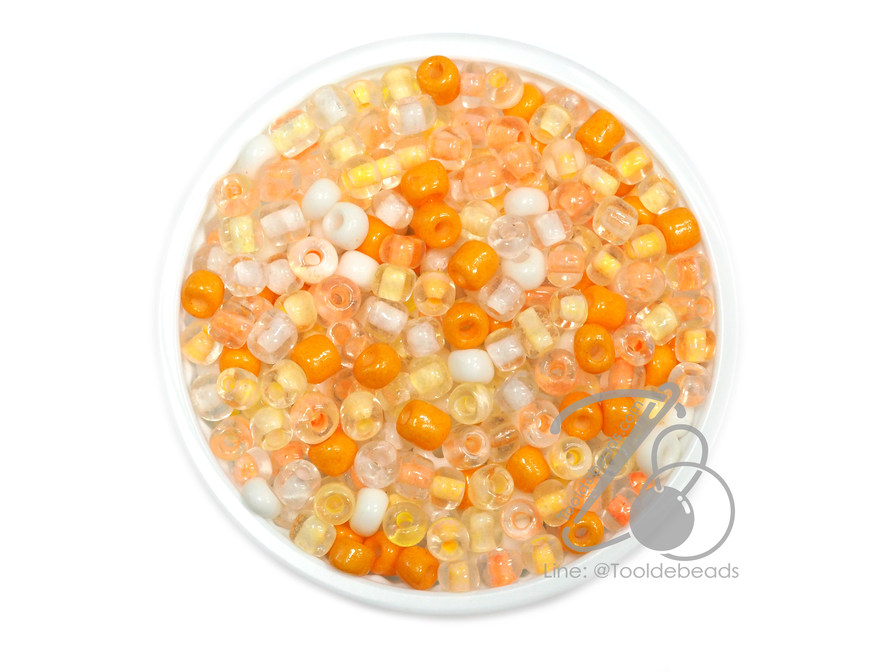 OK Brand ลูกปัดเม็ดทราย 6/0 โทนด้าน คละสีเหลืองมิกซ์ (100 กรัม) SKU-14571