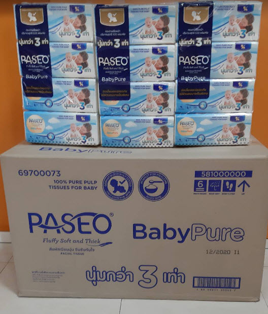 พาซิโอ เบบี้เพียว กระดาษเช็ดหน้า (Paseo Facial Tissue) / แพ็ค