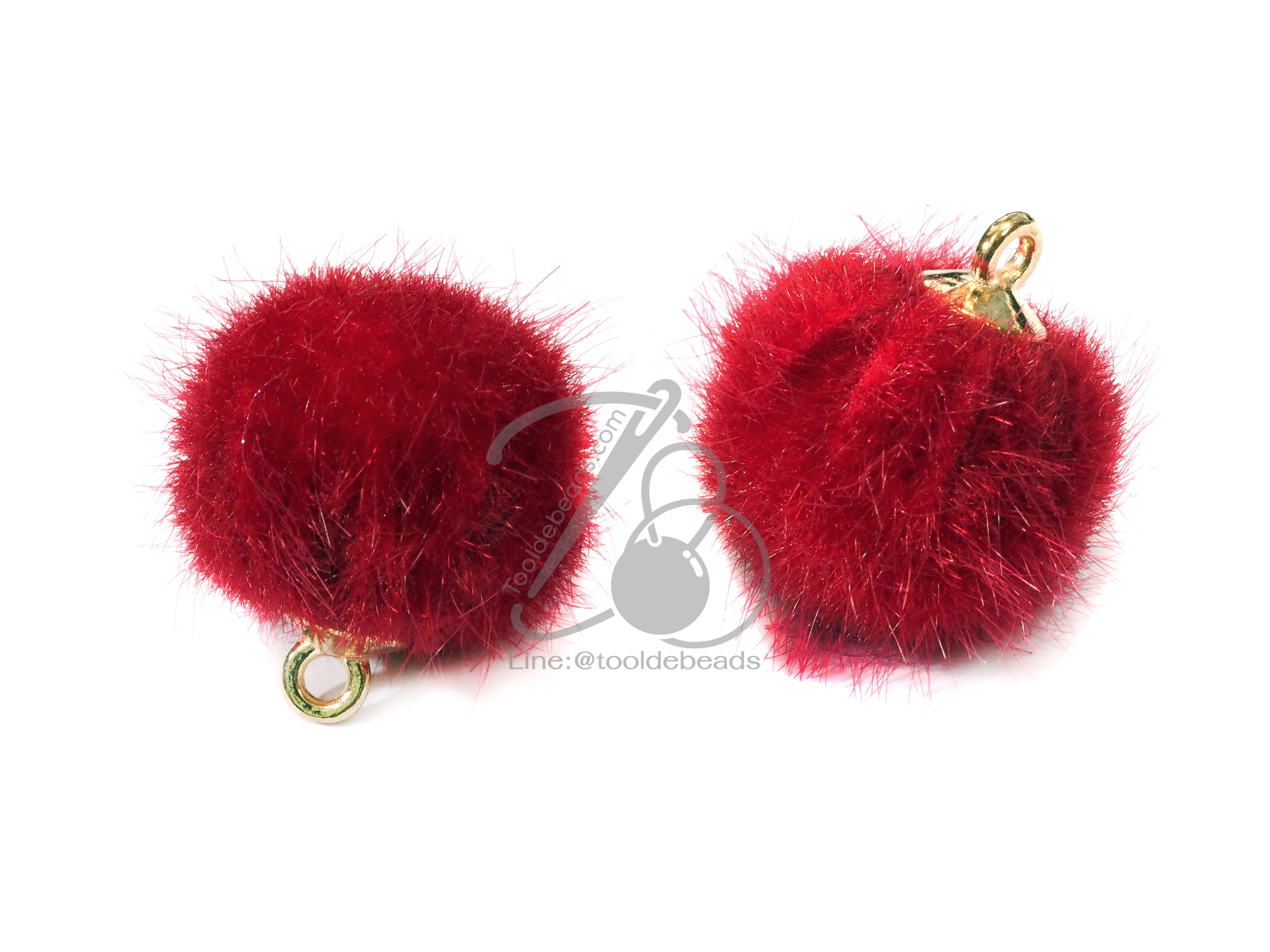 จี้บอลขน 16มม. สีแดง (1 ชิ้น) SKU-05825