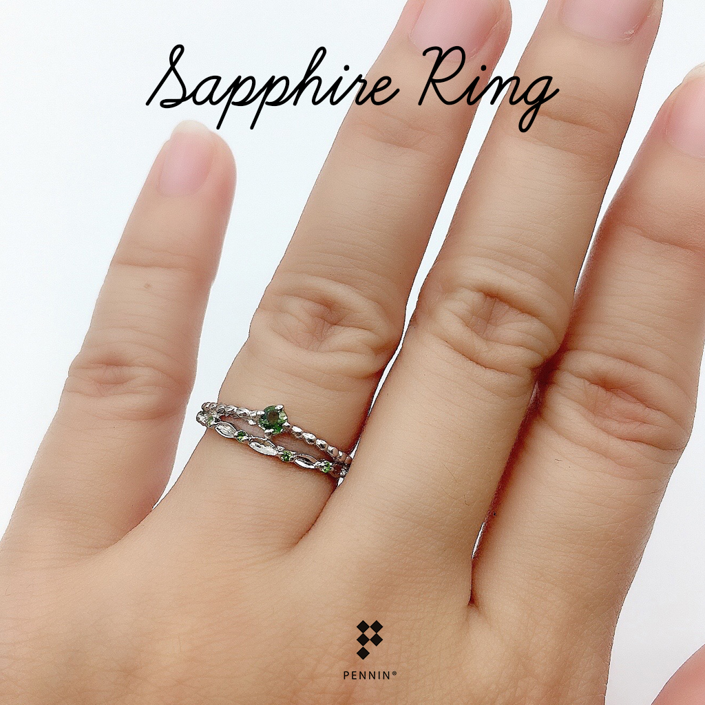 Little Miss Ring : แหวนเขียวส่องหรือมรกตจันท์ ดีไซน์มินิมอลน่ารัก พลอยแท้จันทบุรี เงินแท้ชุบทองขาว