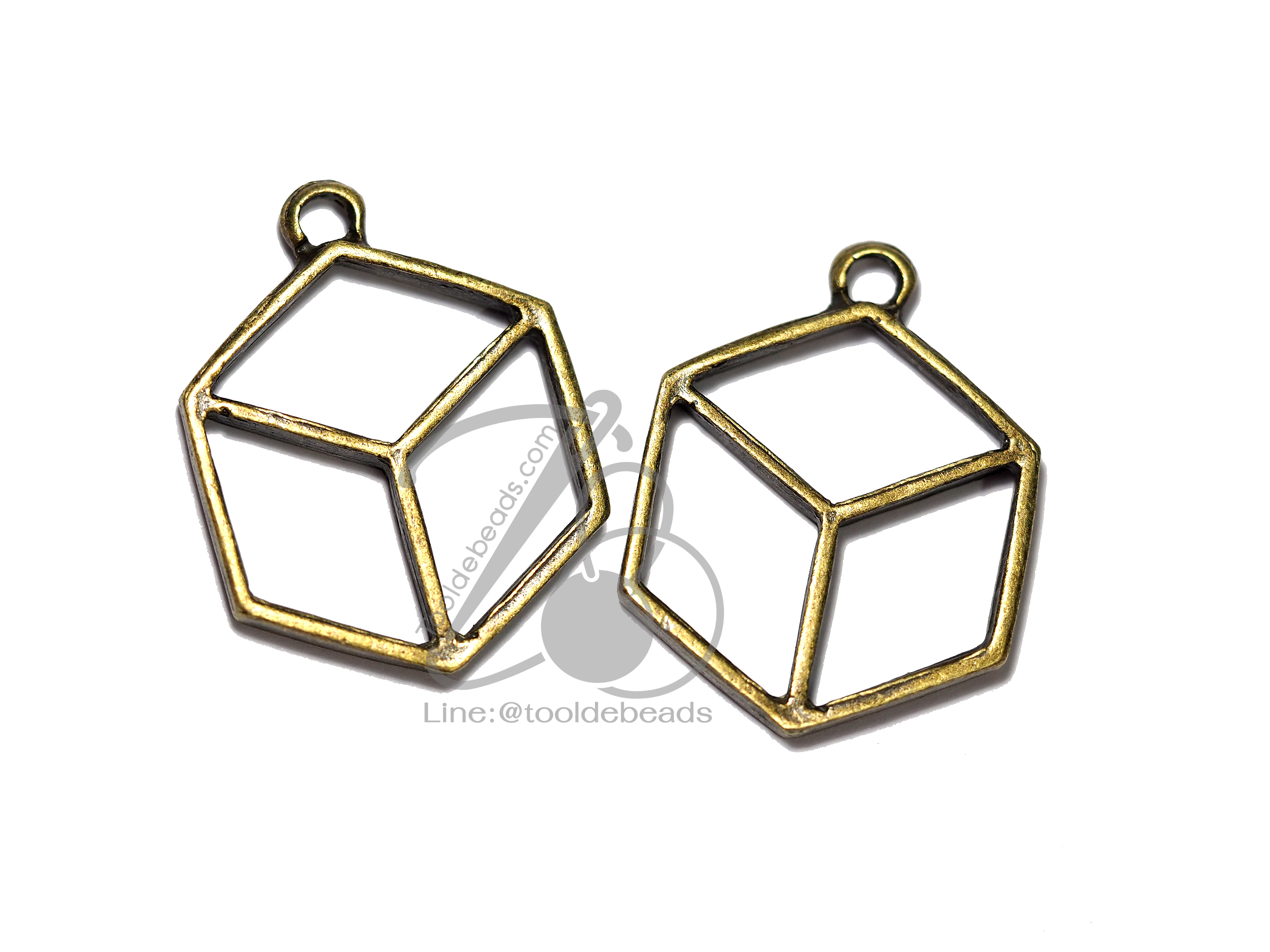 จี้เหล็ก 434 24*31มม. ลายกล่องฉลุ สีสนิม (1 ชิ้น) SKU-06010